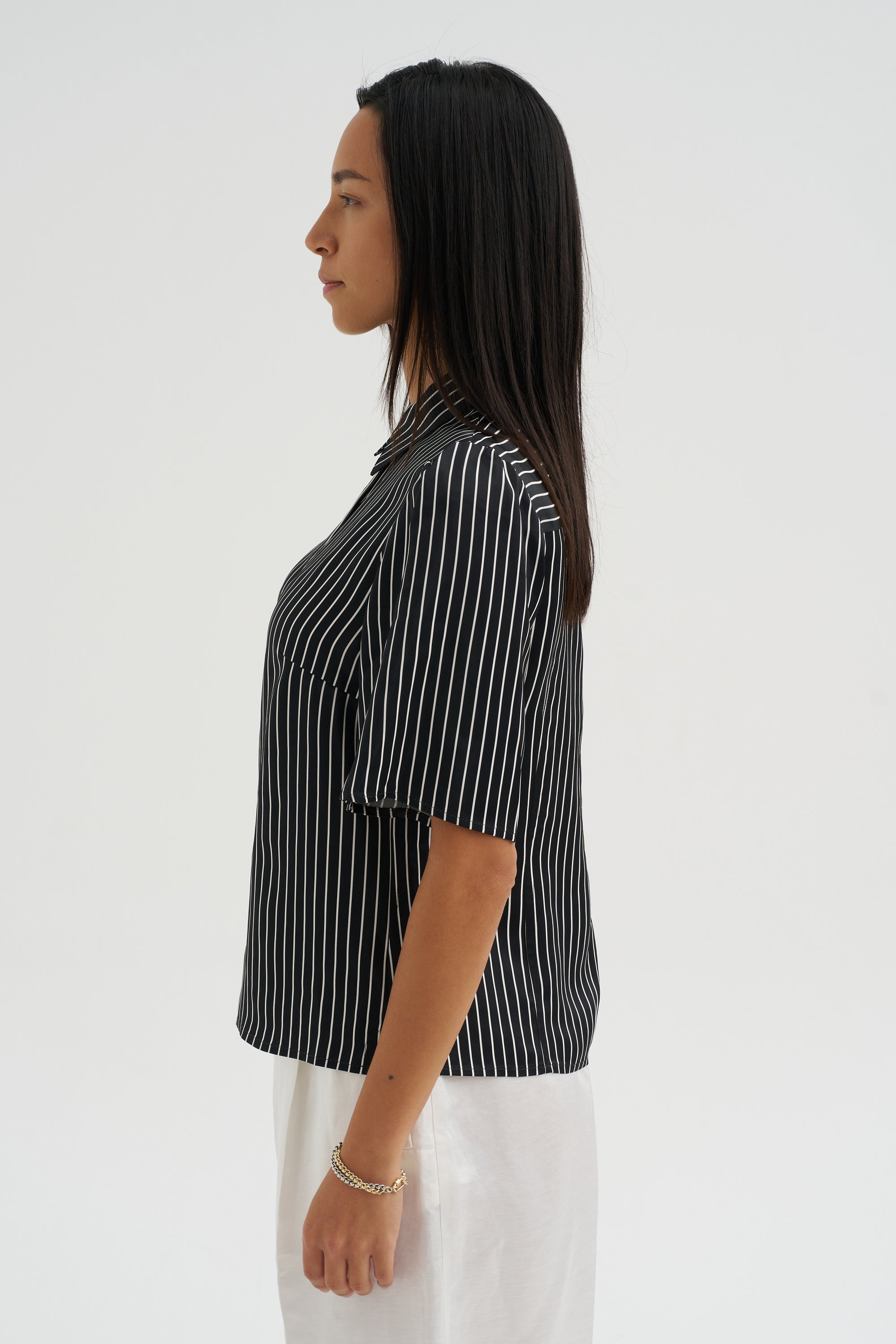 Bell Sleeve Blouse, Black Stripe