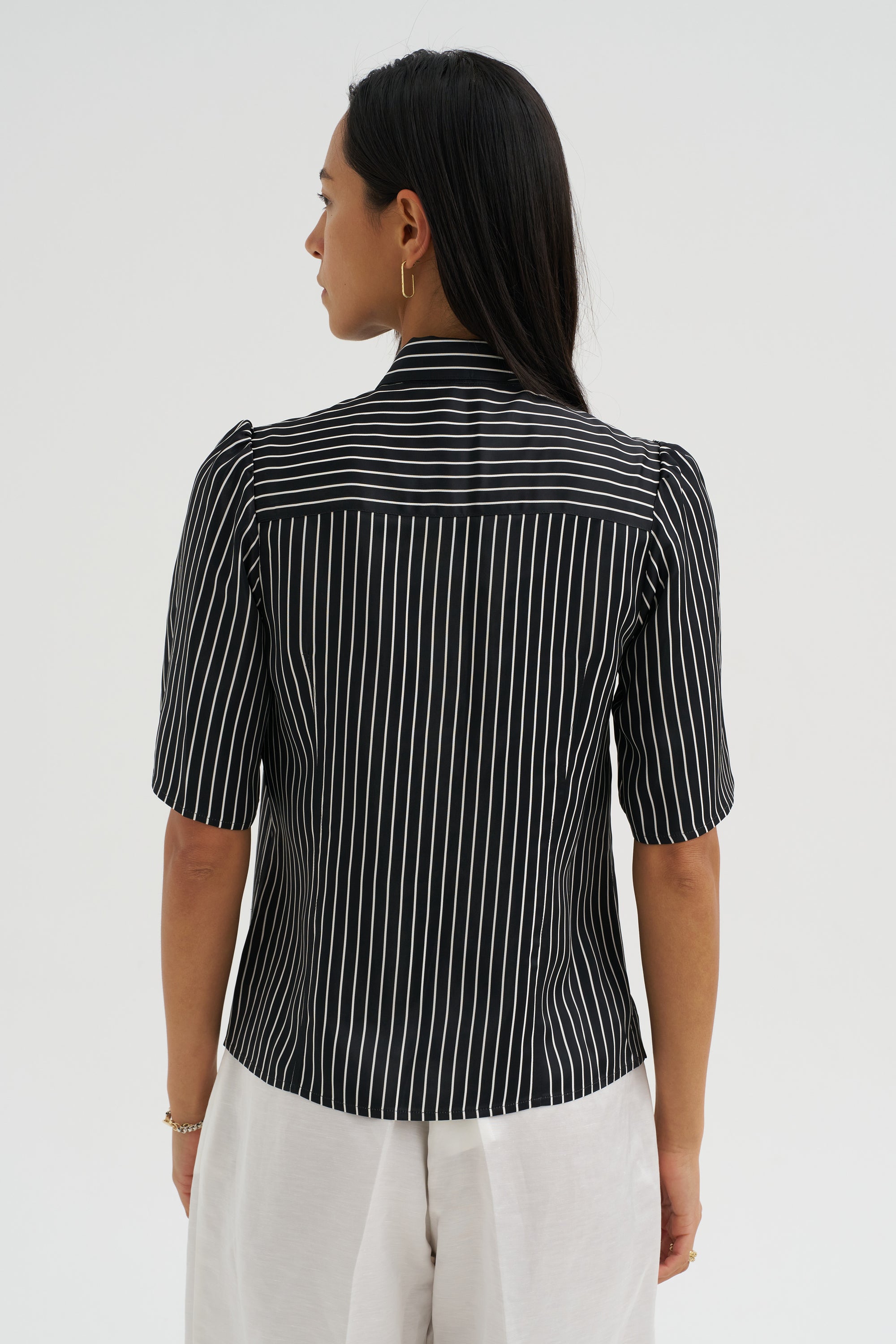 Bell Sleeve Blouse, Black Stripe