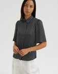 Bell Sleeve Blouse, Black Stripe
