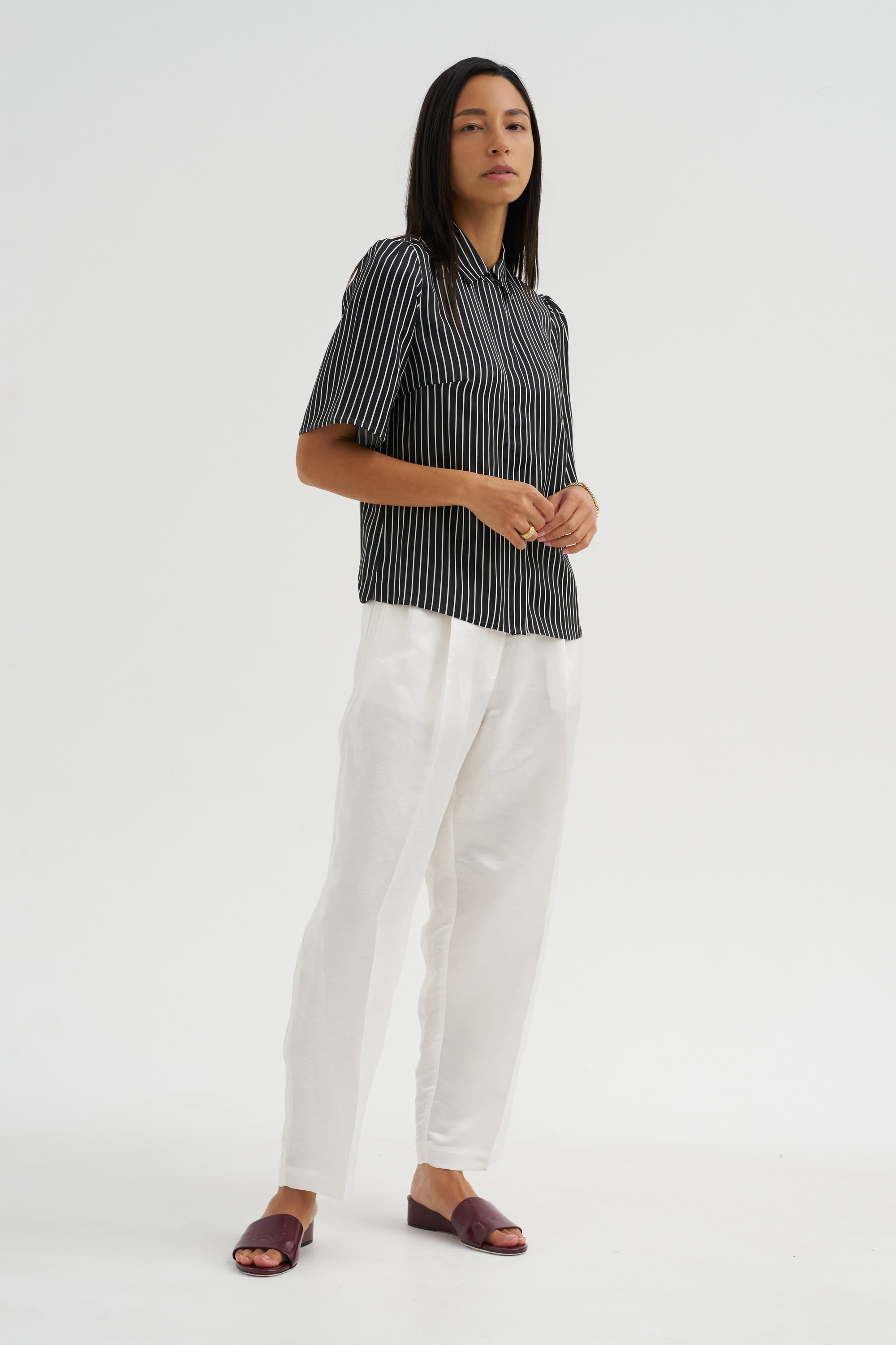 Bell Sleeve Blouse, Black Stripe