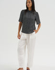 Bell Sleeve Blouse, Black Stripe