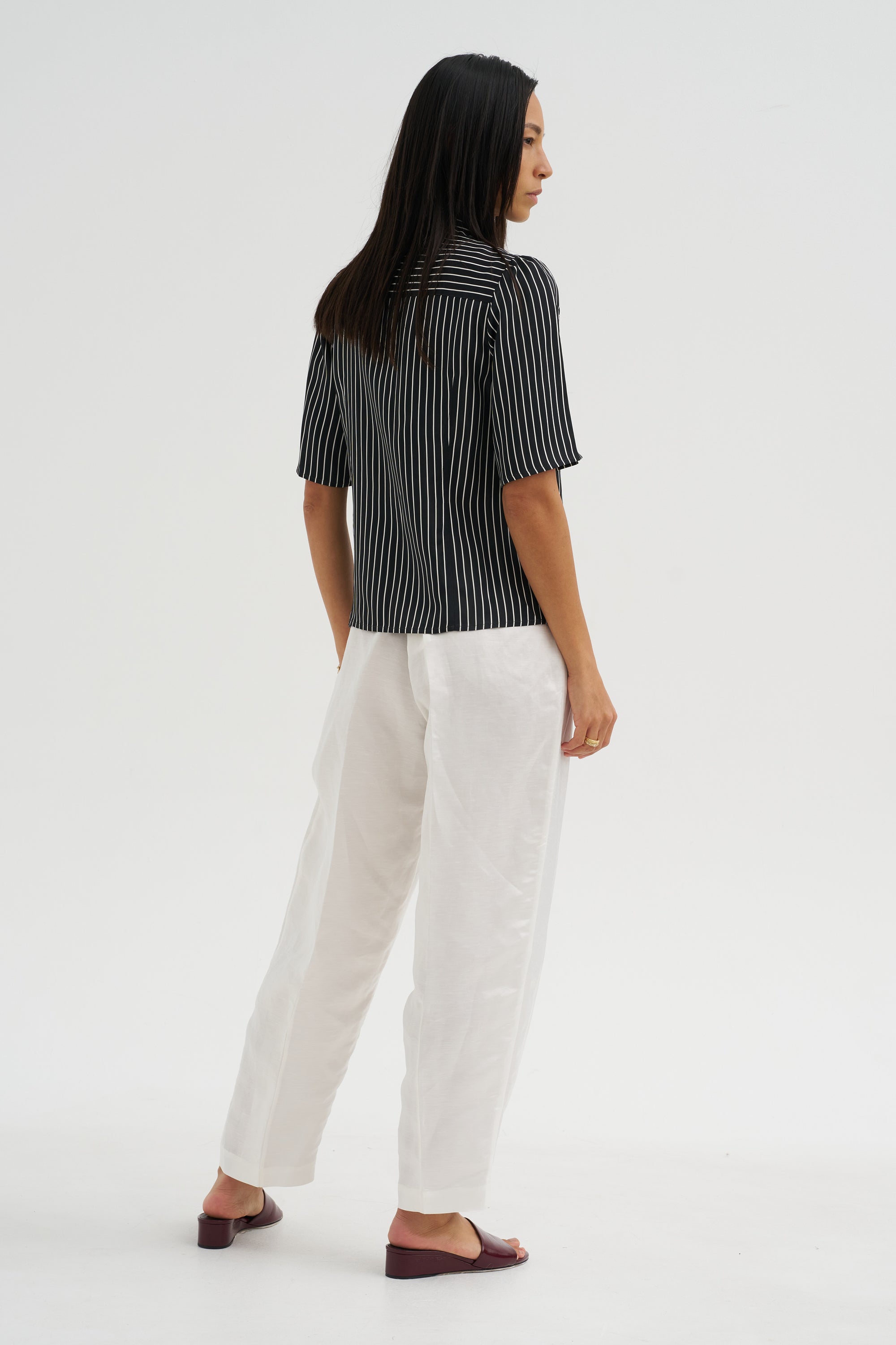 Bell Sleeve Blouse, Black Stripe