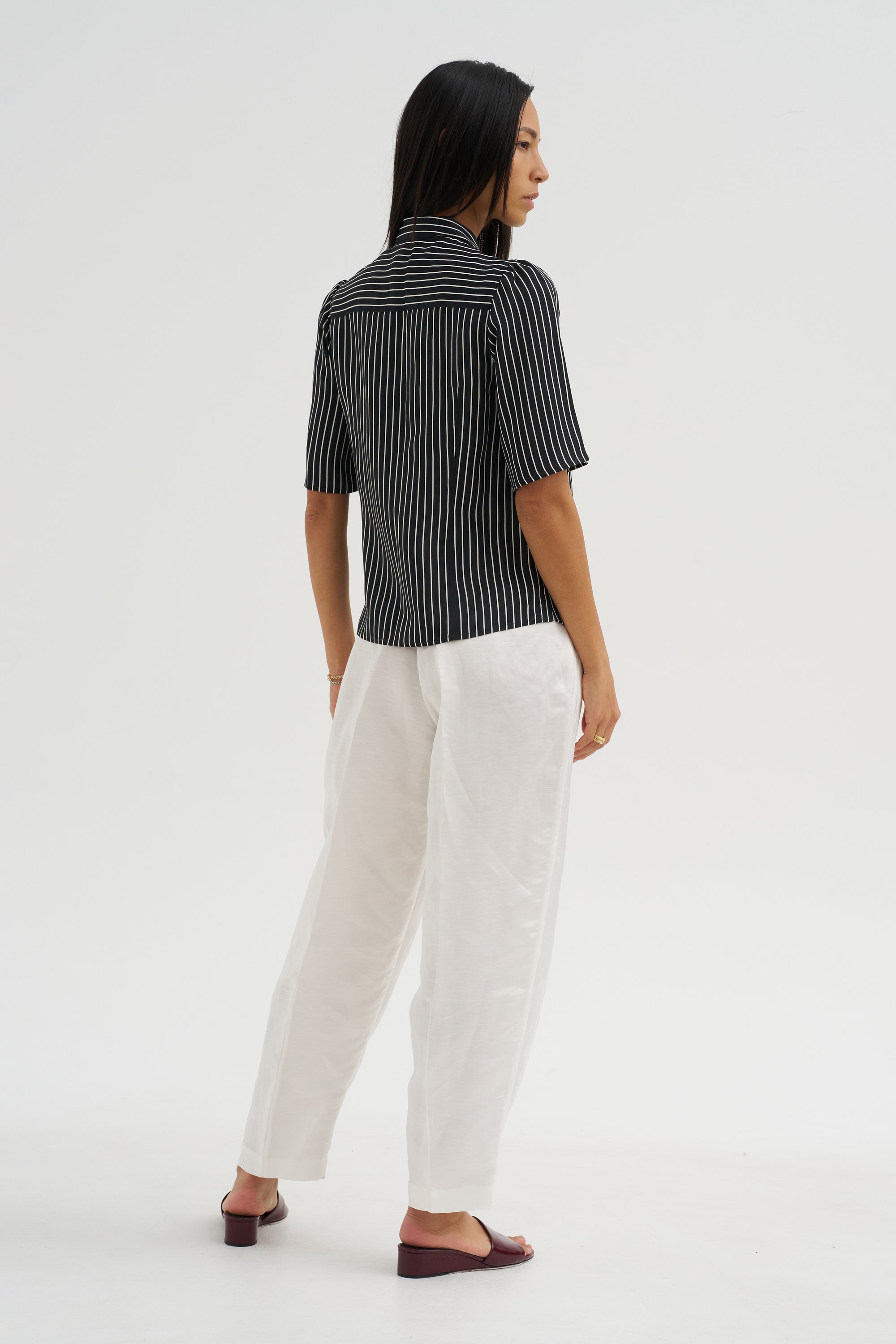 Bell Sleeve Blouse, Black Stripe