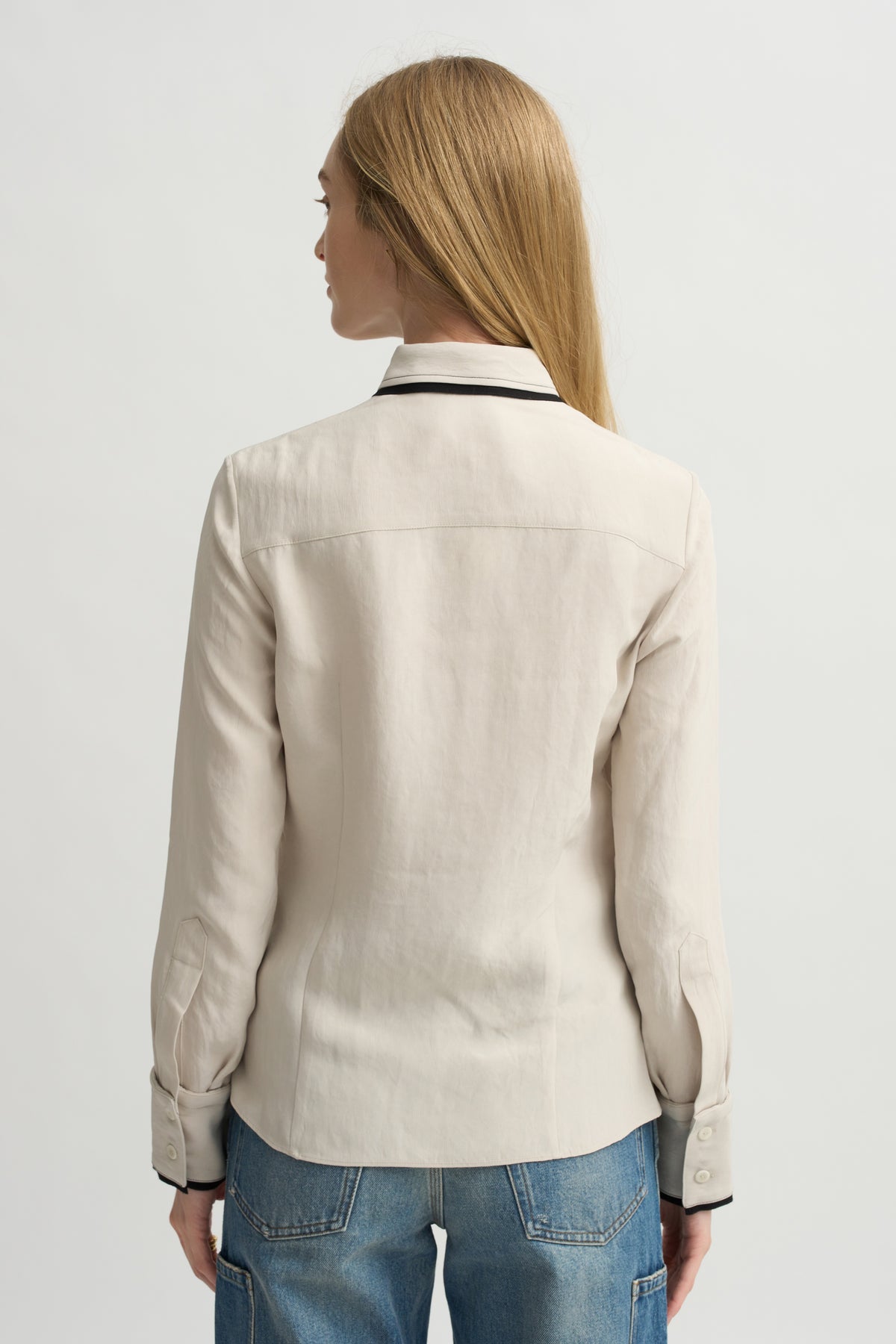 Covered Placket Slim Shirt, Champagne
