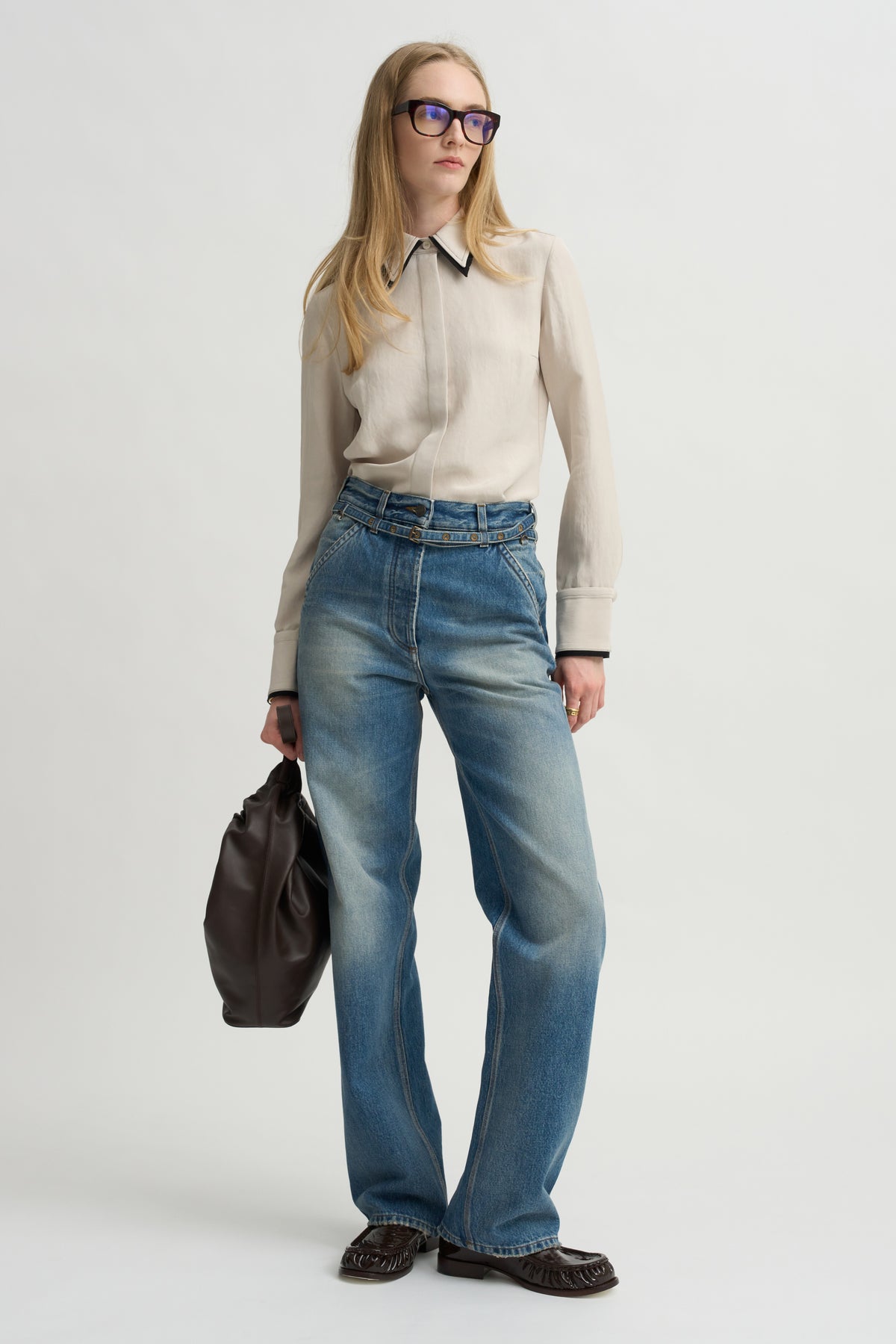 Covered Placket Slim Shirt, Champagne
