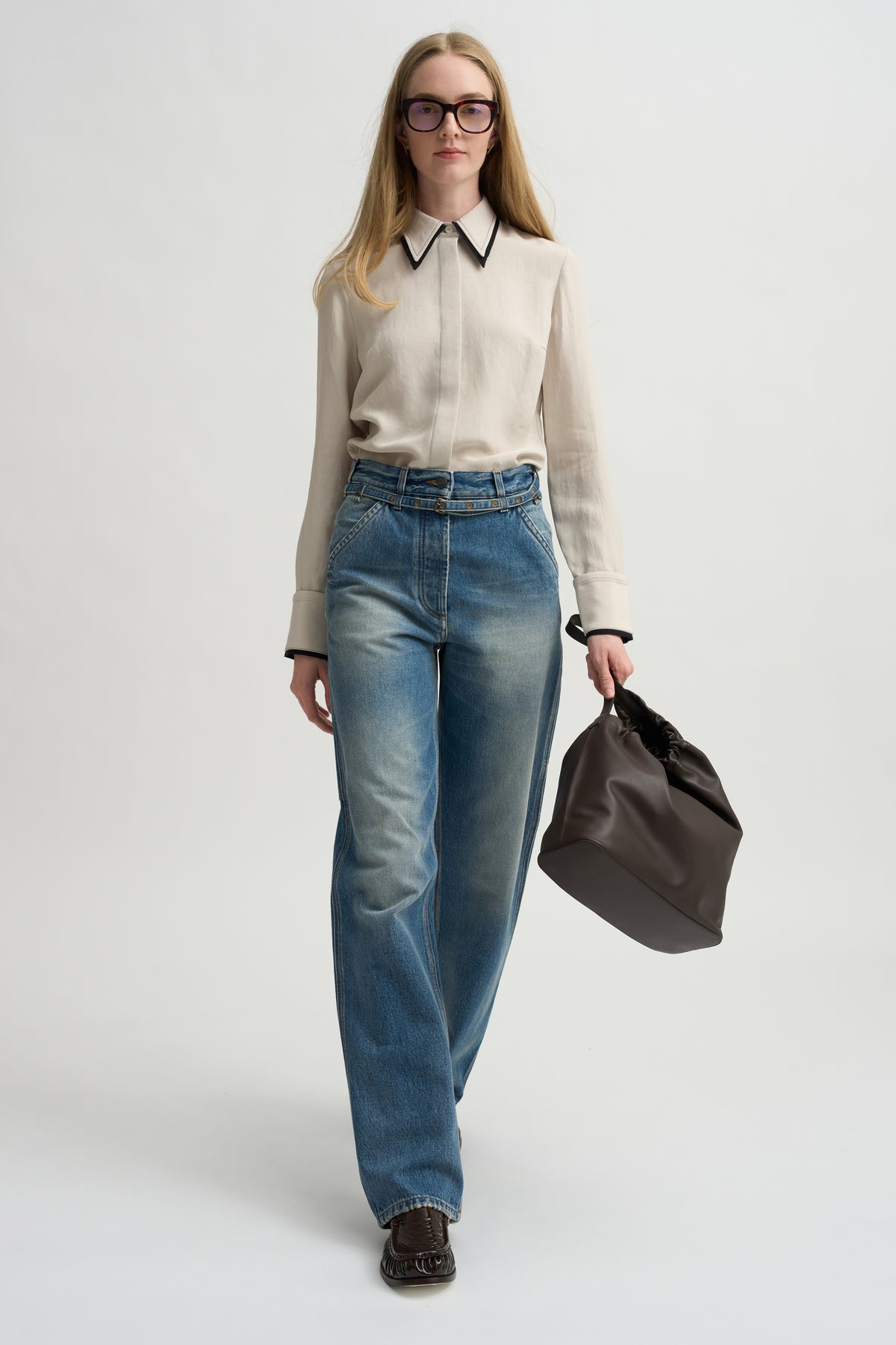 Covered Placket Slim Shirt, Champagne