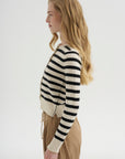 Petite Fringe Cardigan, Ivory & Black Stripe