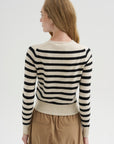Petite Fringe Cardigan, Ivory & Black Stripe