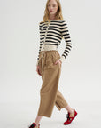 Petite Fringe Cardigan, Ivory & Black Stripe