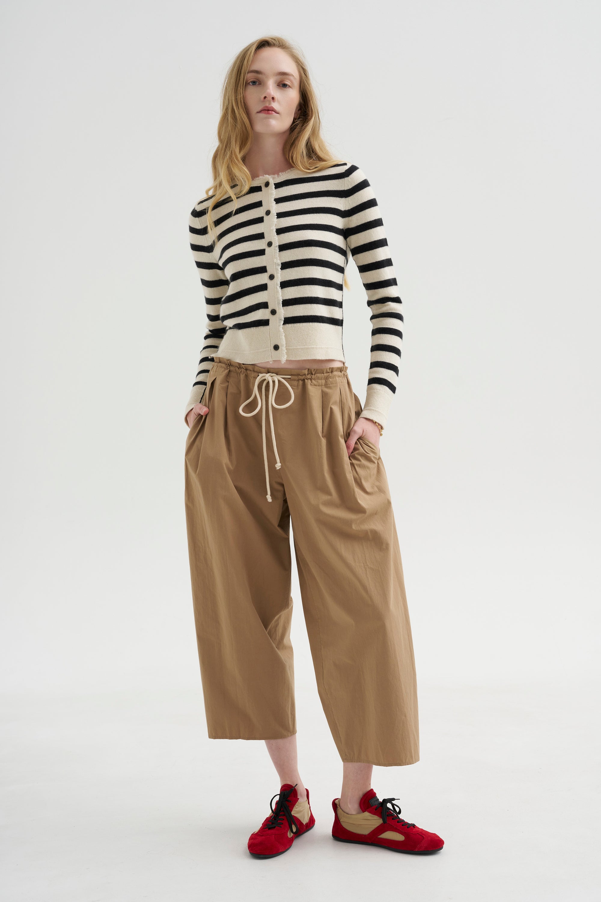 Petite Fringe Cardigan, Ivory &amp; Black Stripe