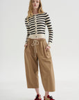 Petite Fringe Cardigan, Ivory & Black Stripe
