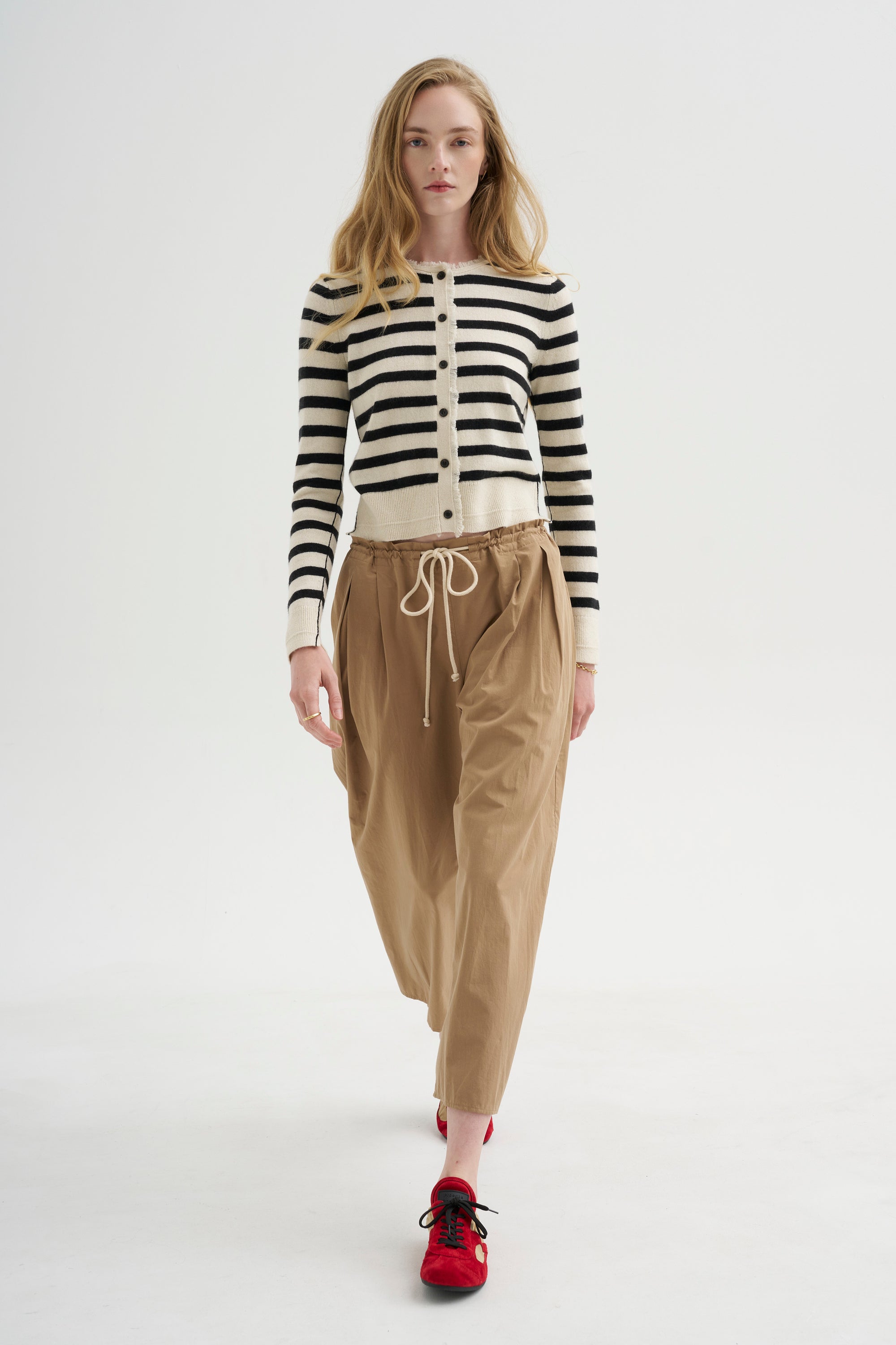 Petite Fringe Cardigan, Ivory &amp; Black Stripe