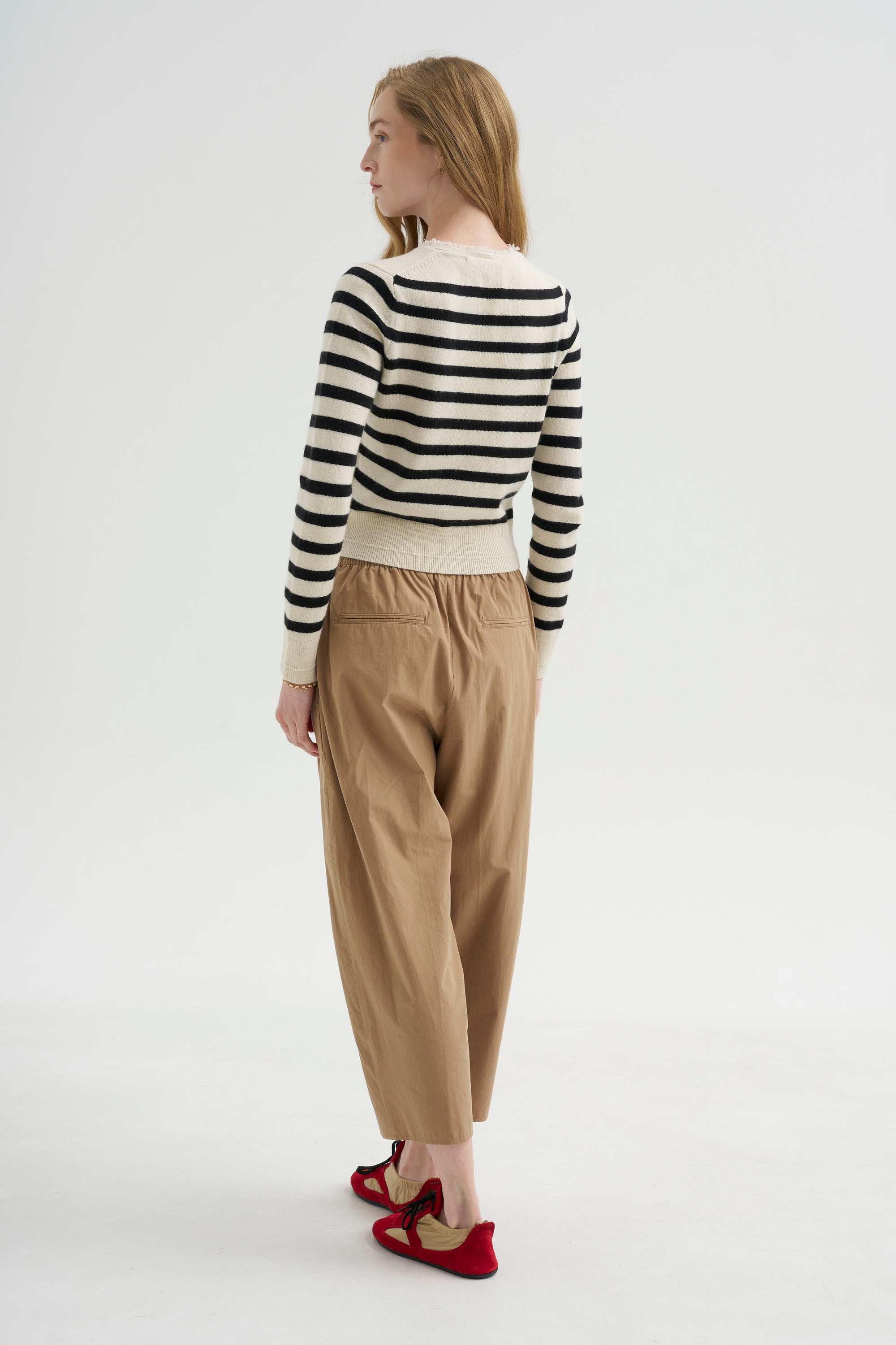 Petite Fringe Cardigan, Ivory &amp; Black Stripe
