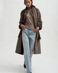 Mock Neck Cardigan, Heather Pebble