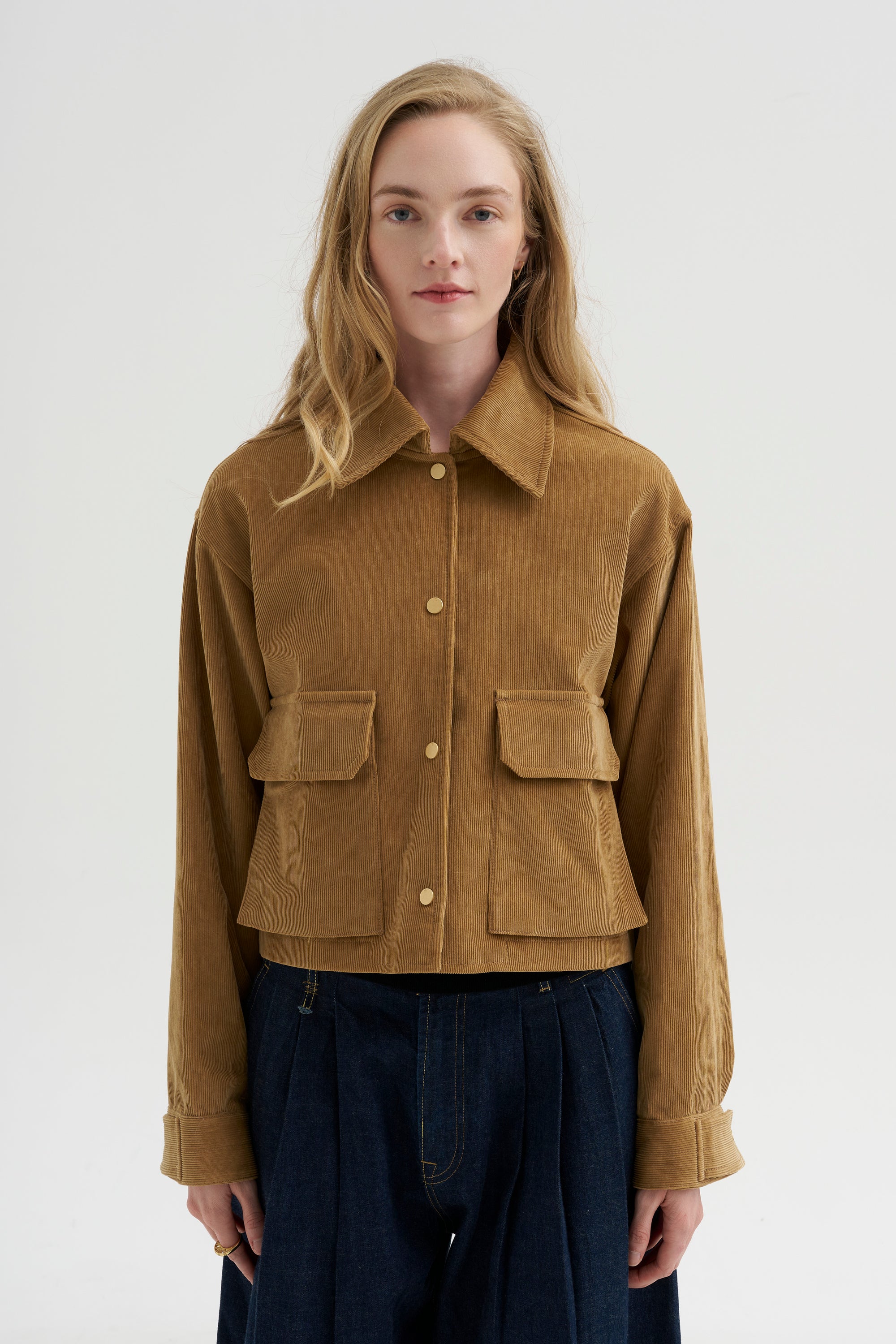 Cropped A-line Jacket, Caramel
