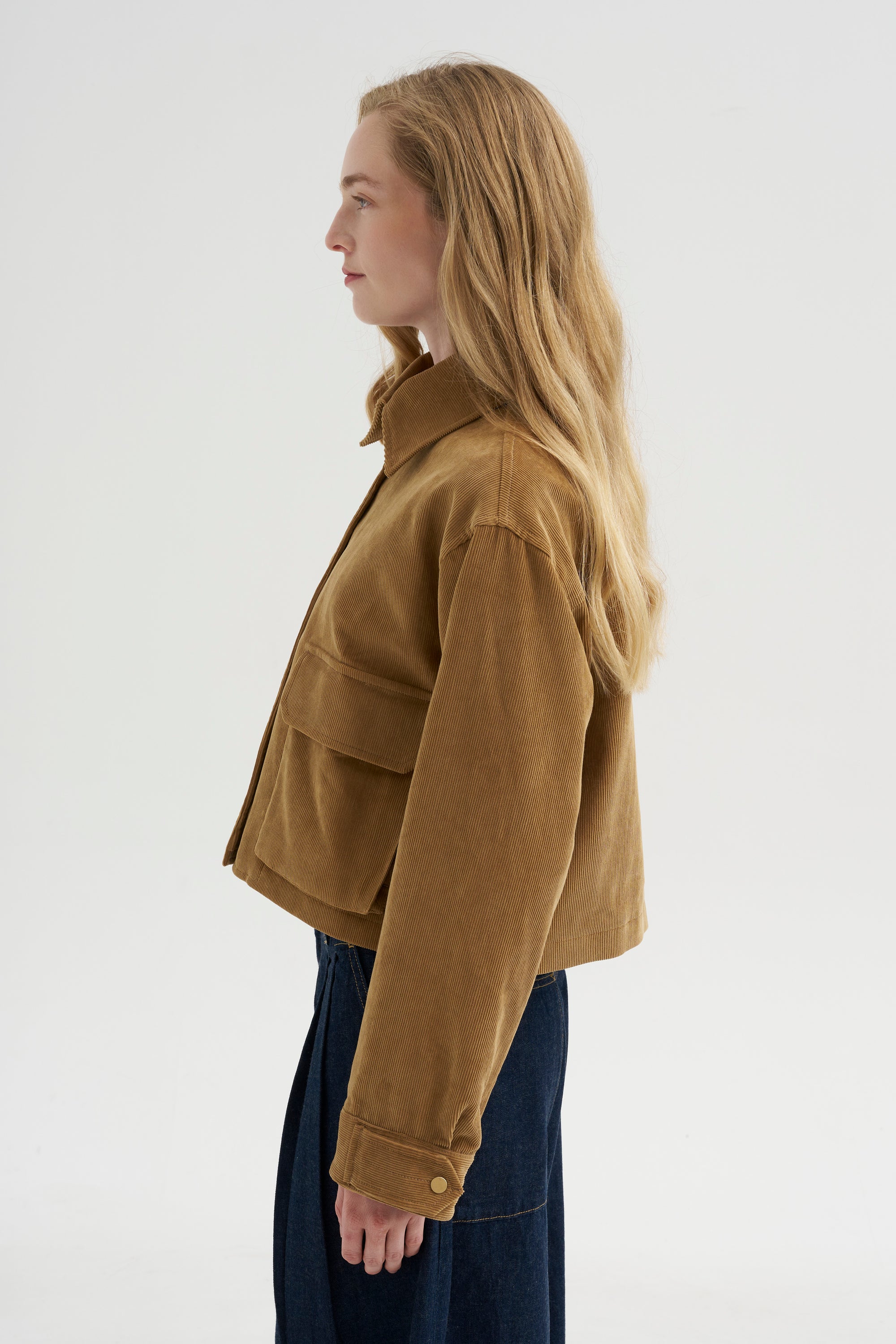 Cropped A-line Jacket, Caramel