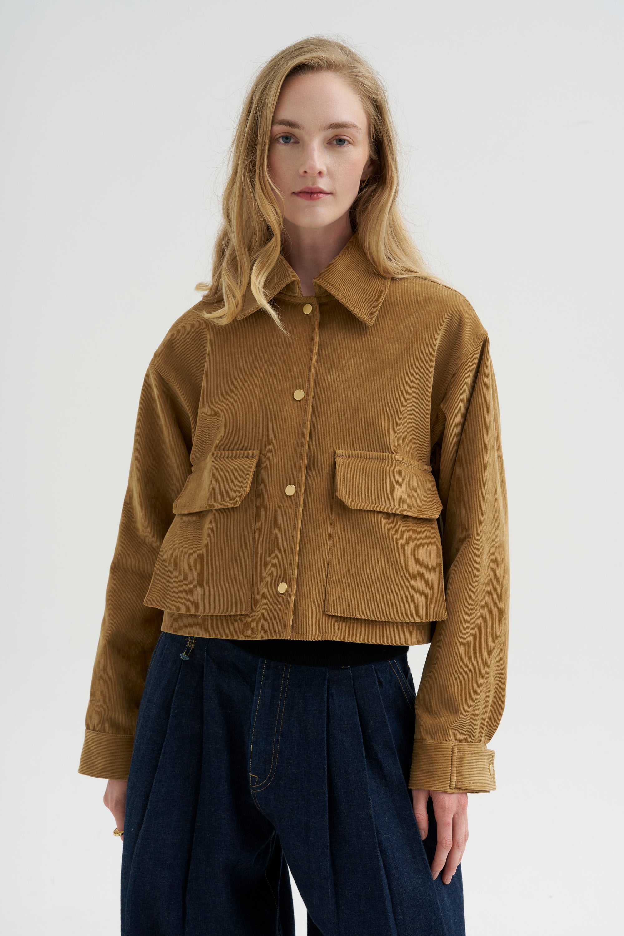 Cropped A-line Jacket, Caramel