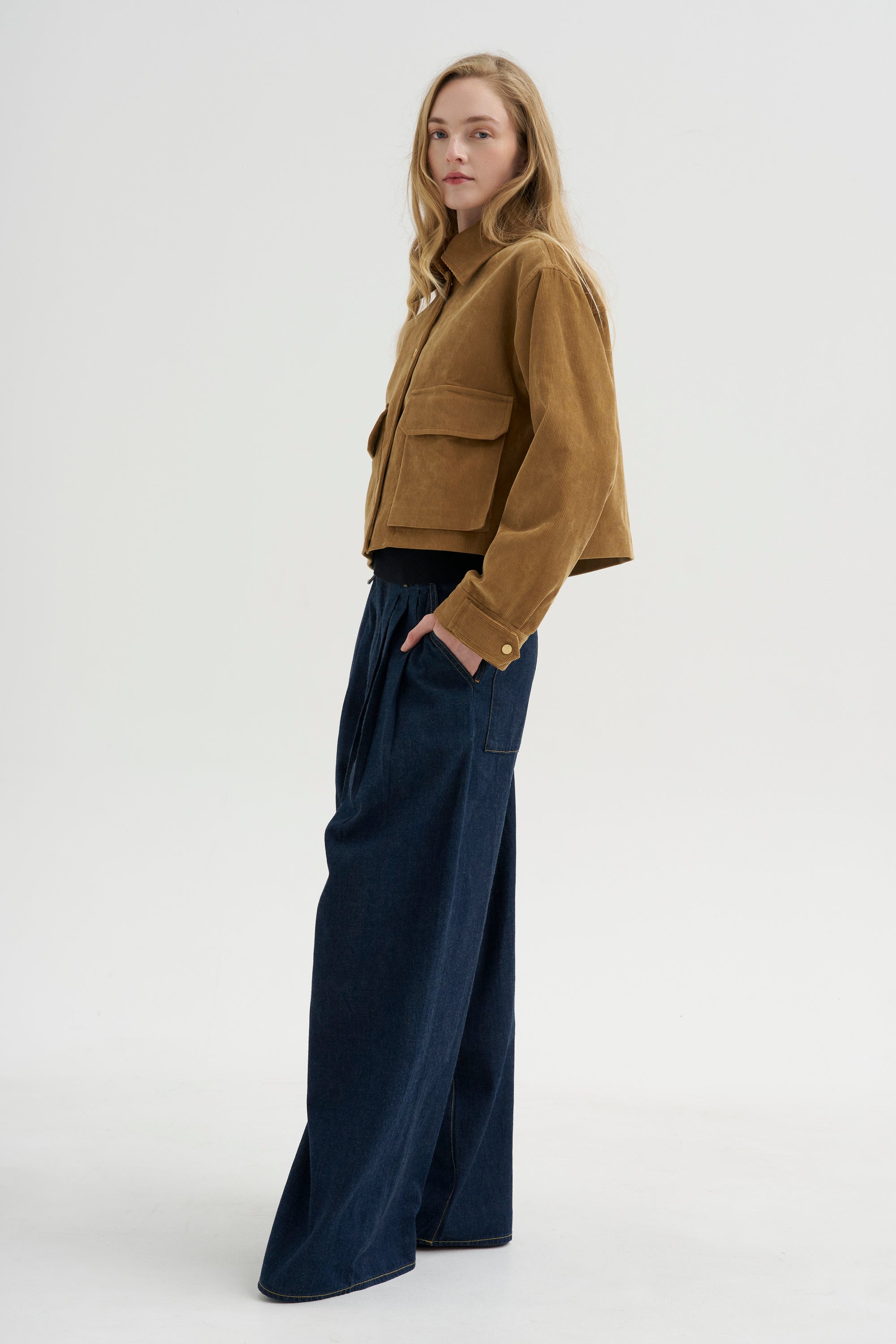 Cropped A-line Jacket, Caramel