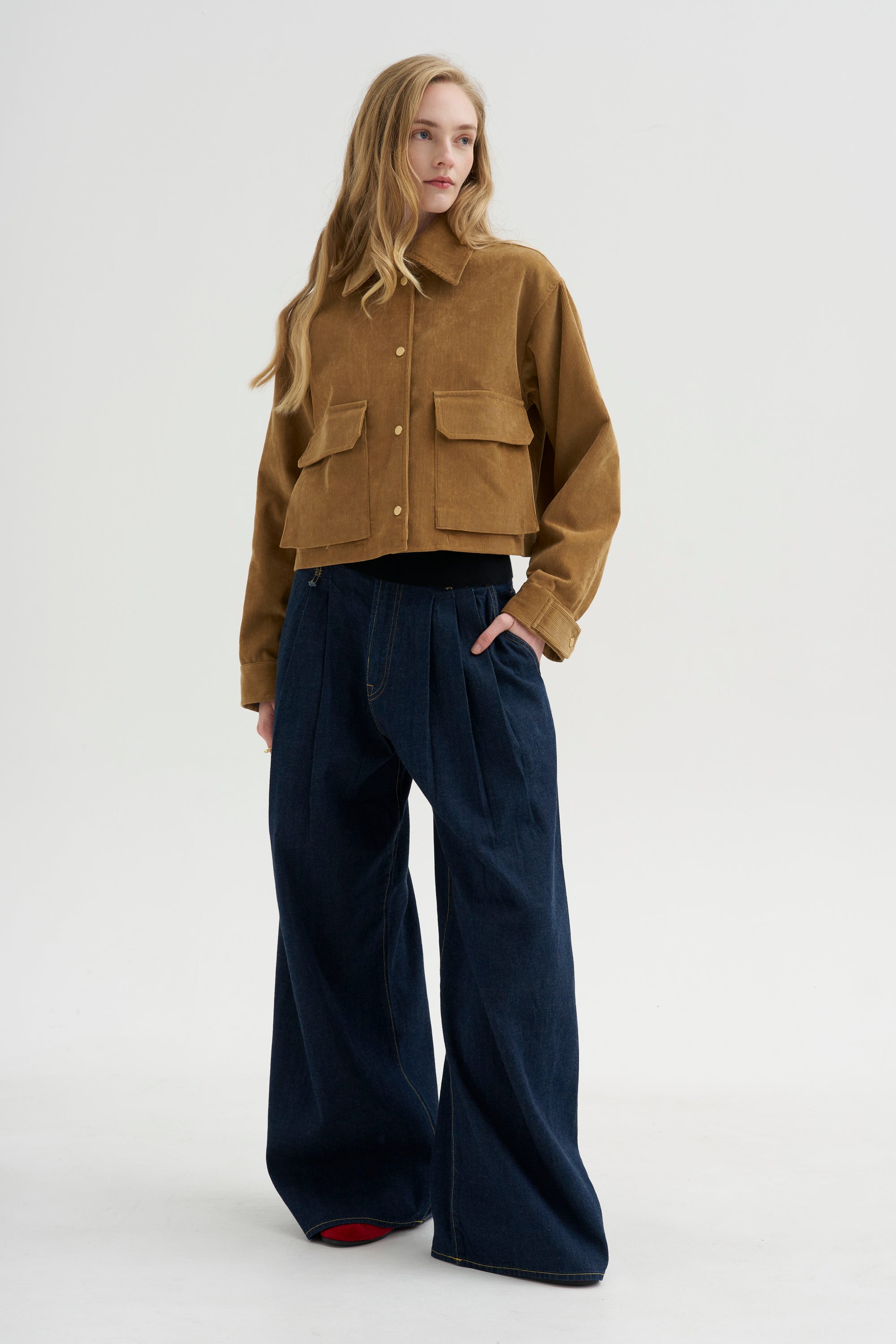 Cropped A-line Jacket, Caramel