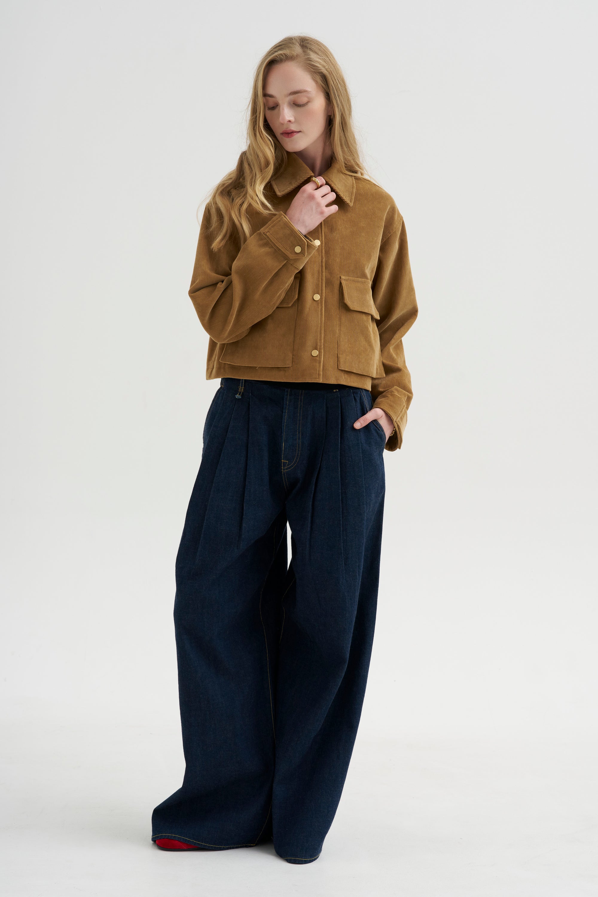 Cropped A-line Jacket, Caramel
