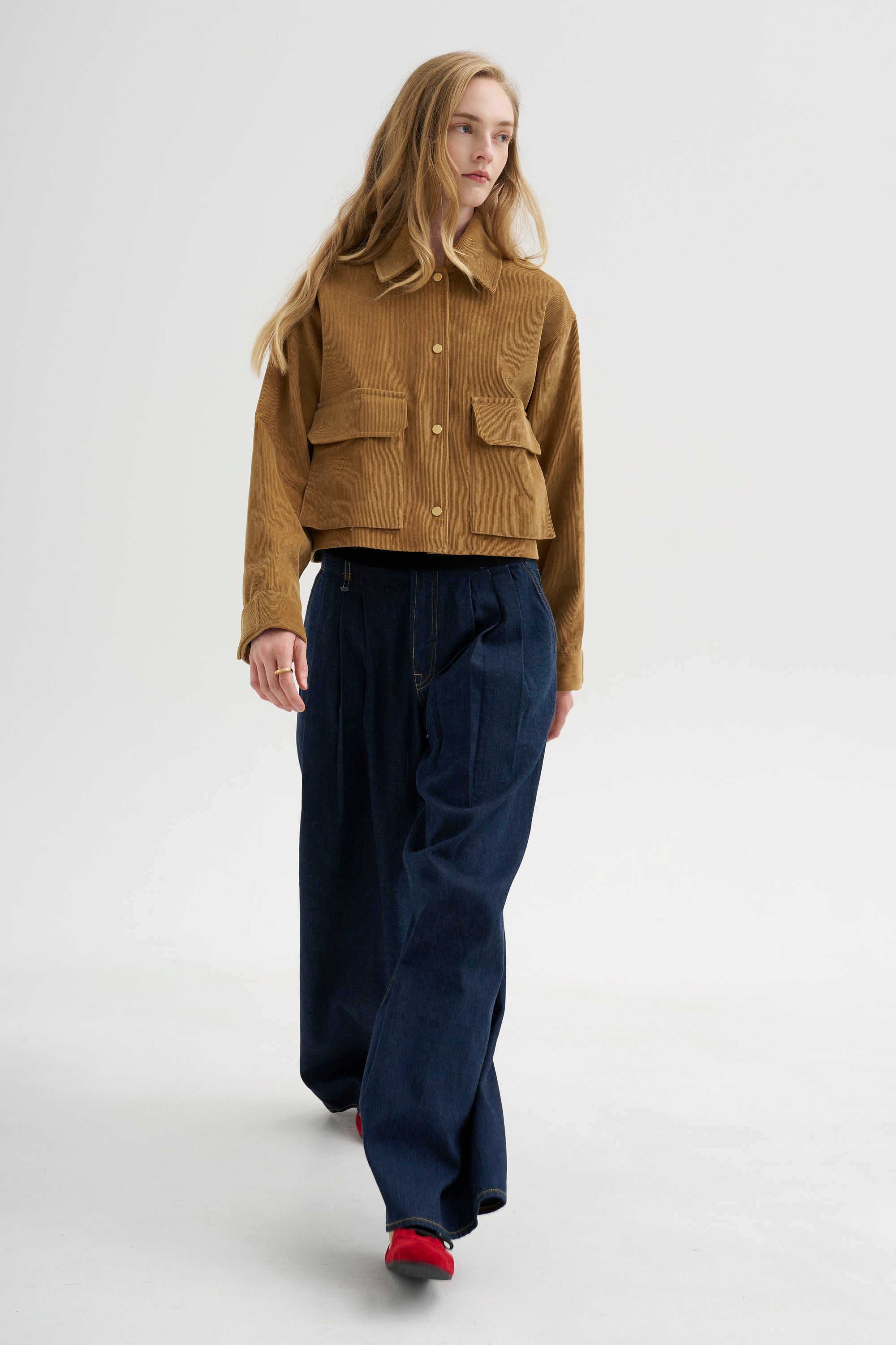 Cropped A-line Jacket, Caramel