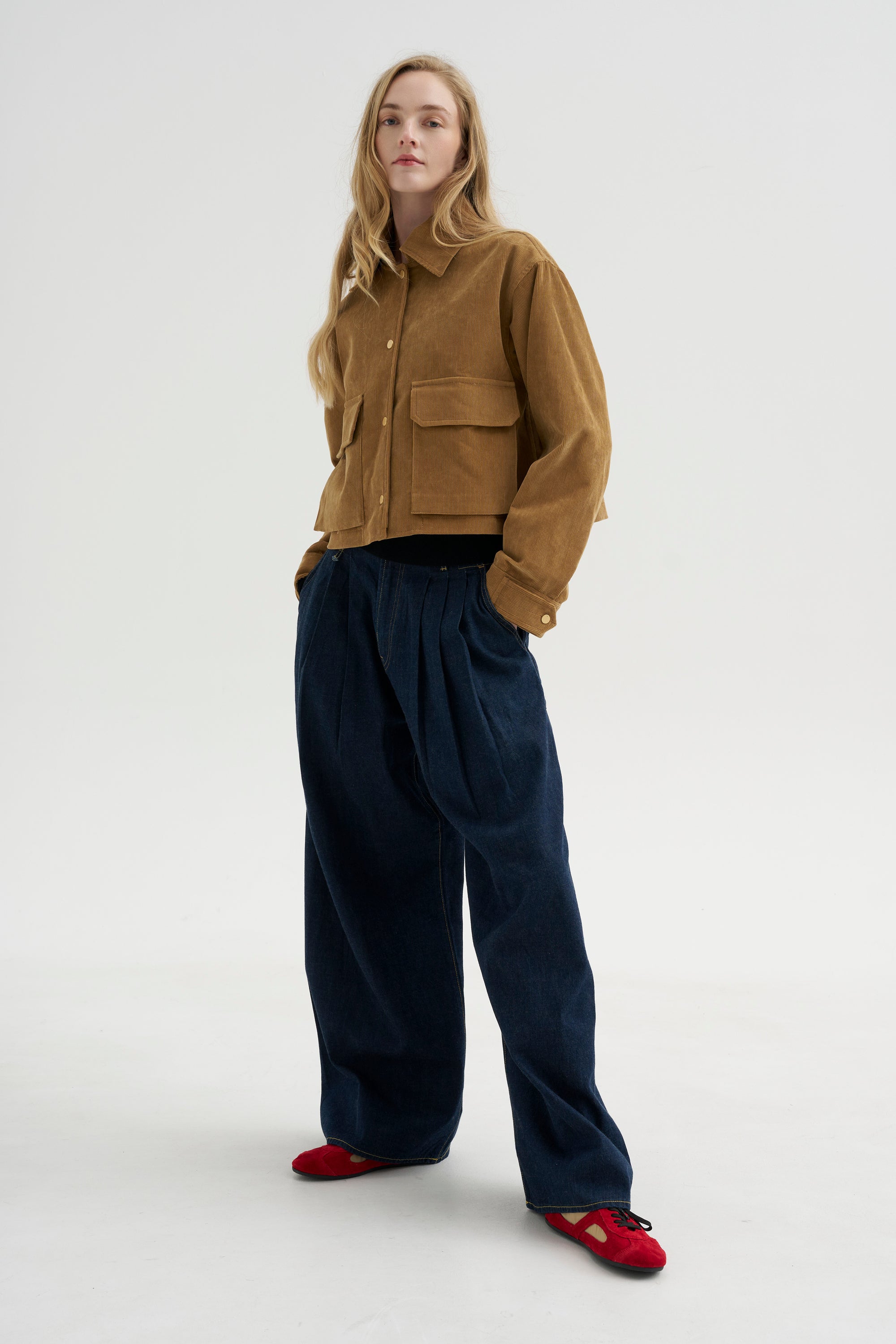 Cropped A-line Jacket, Caramel