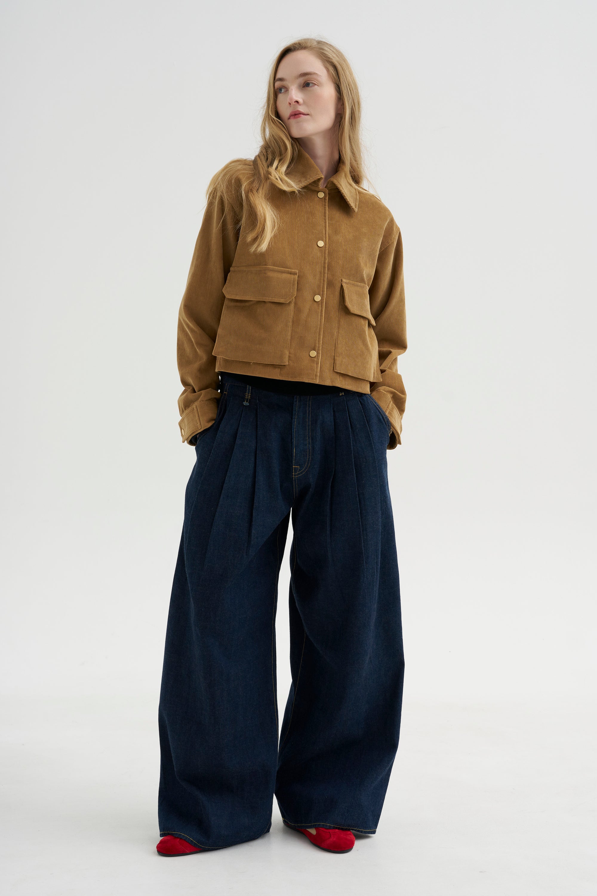 Cropped A-line Jacket, Caramel