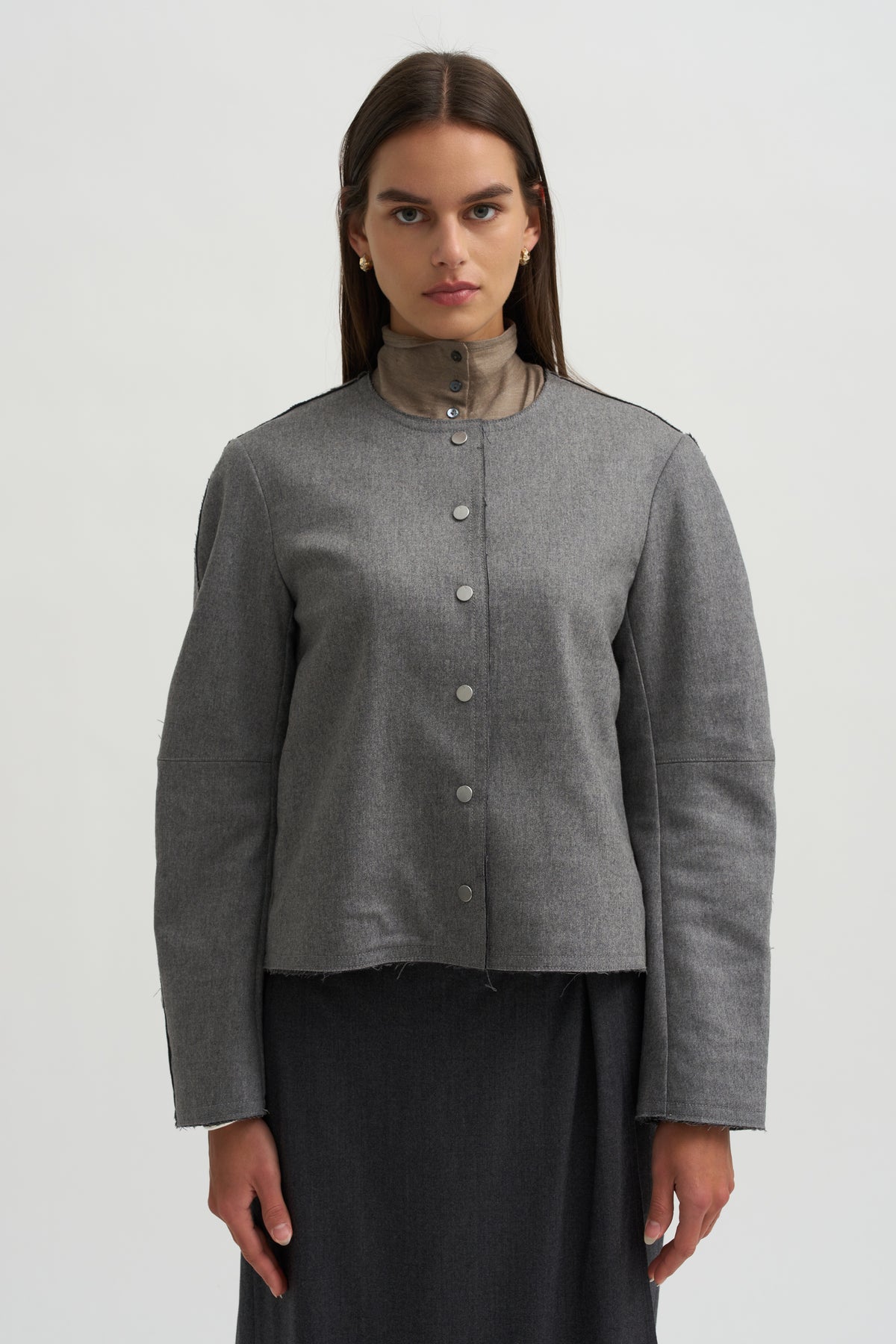 Crescent Crop Jacket, Charcoal Grey