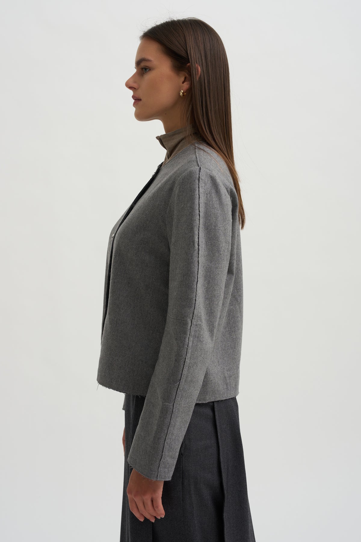 Crescent Crop Jacket, Charcoal Grey