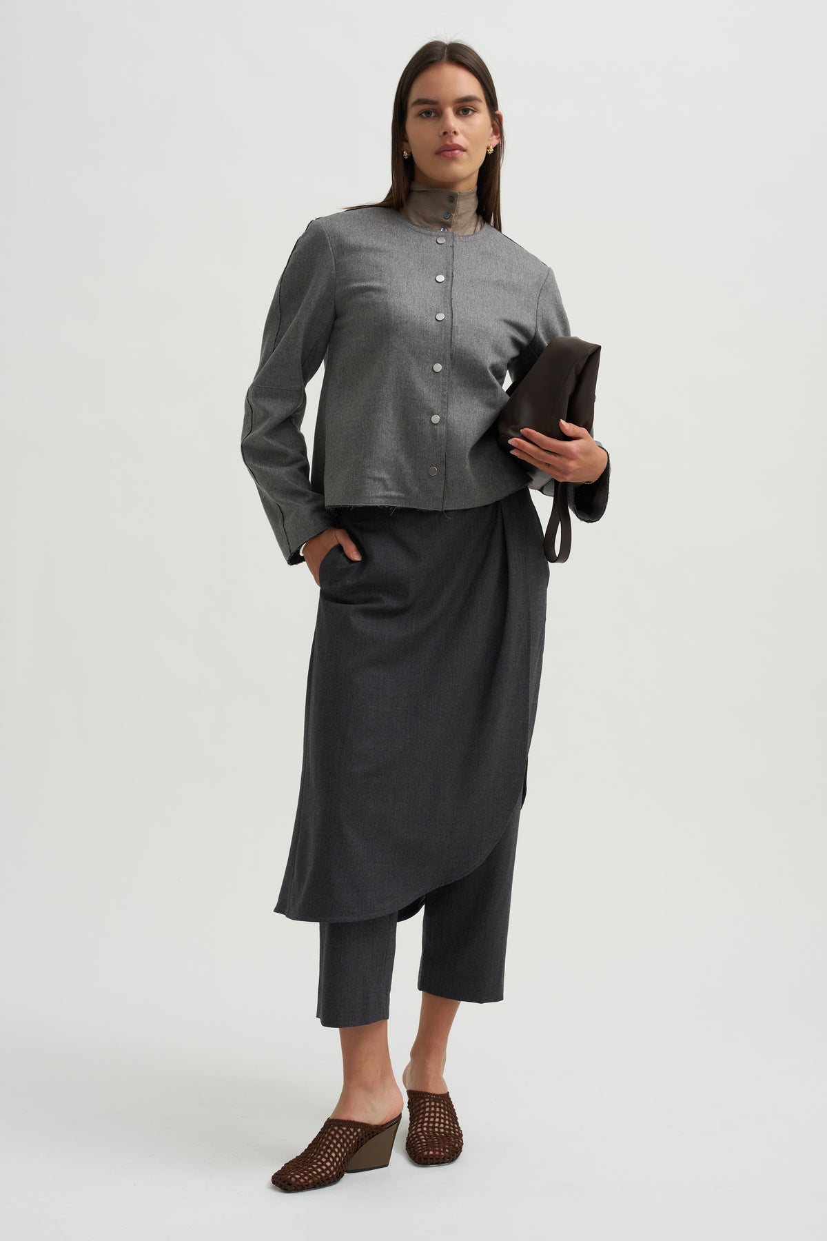 Crescent Crop Jacket, Charcoal Grey