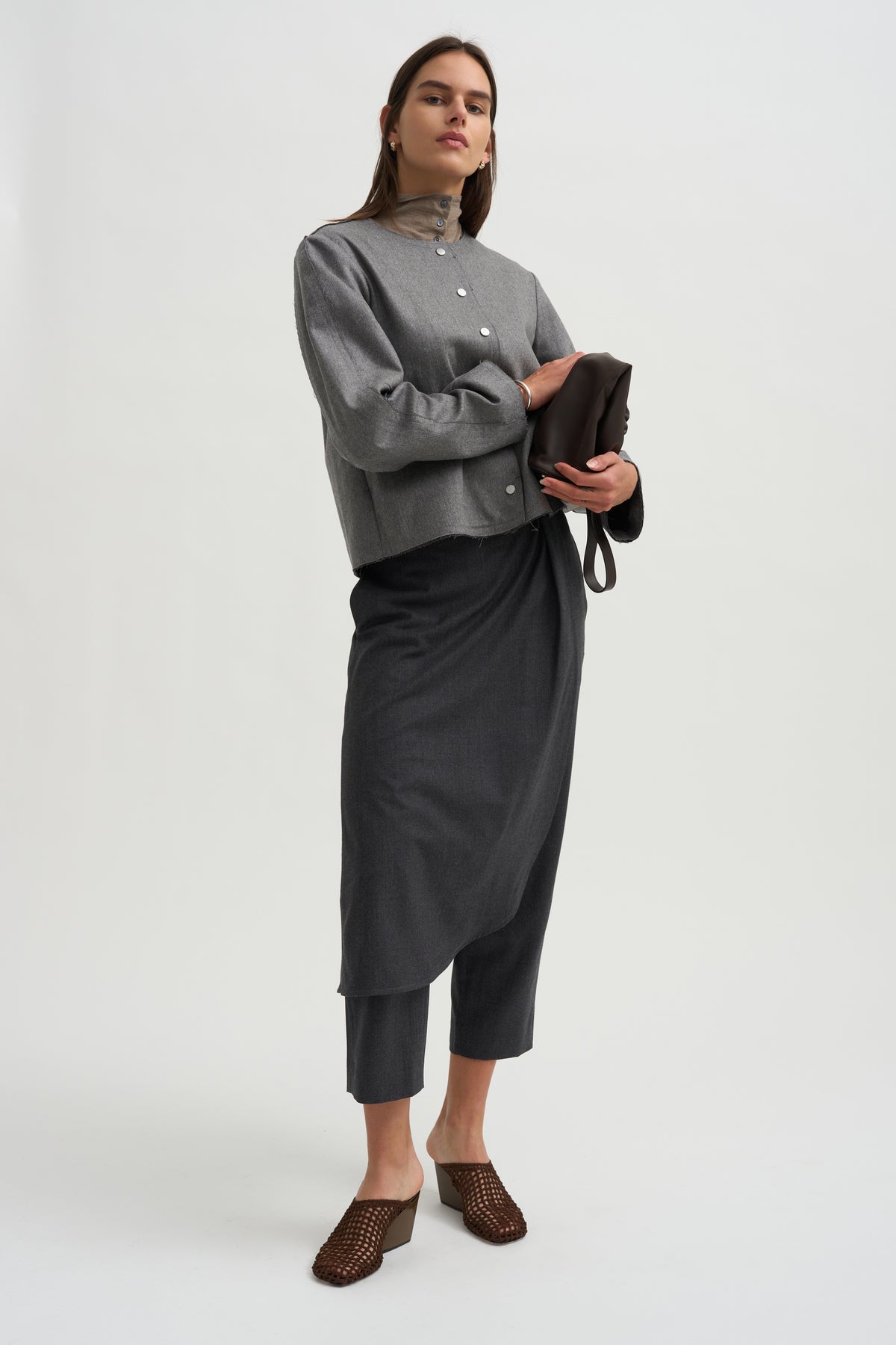 Crescent Crop Jacket, Charcoal Grey