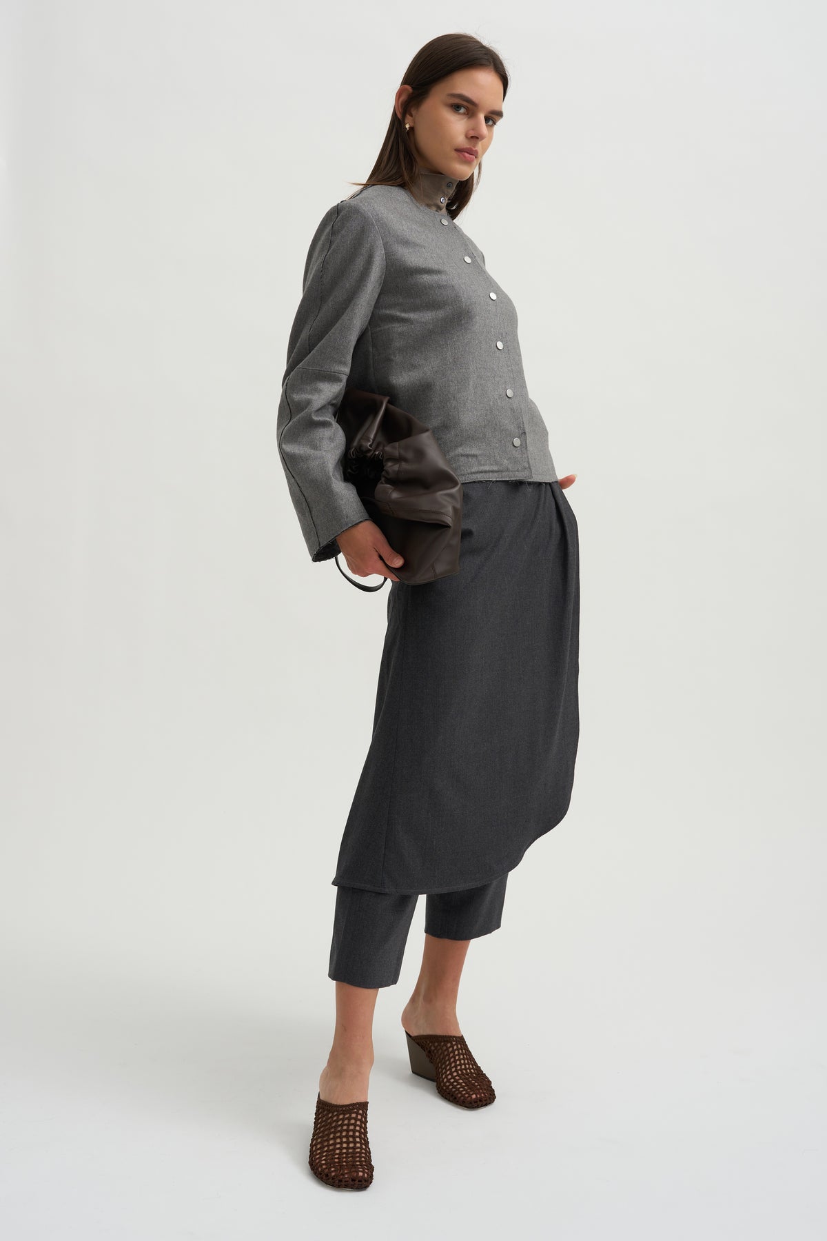 Crescent Crop Jacket, Charcoal Grey