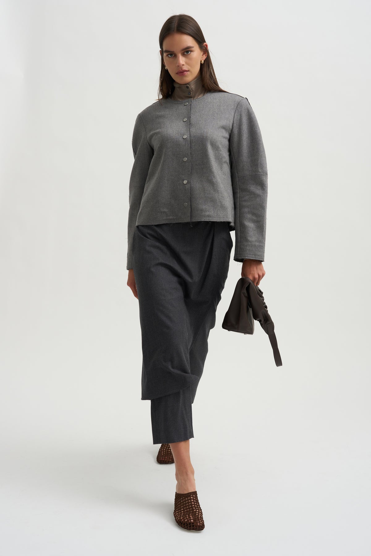 Crescent Crop Jacket, Charcoal Grey