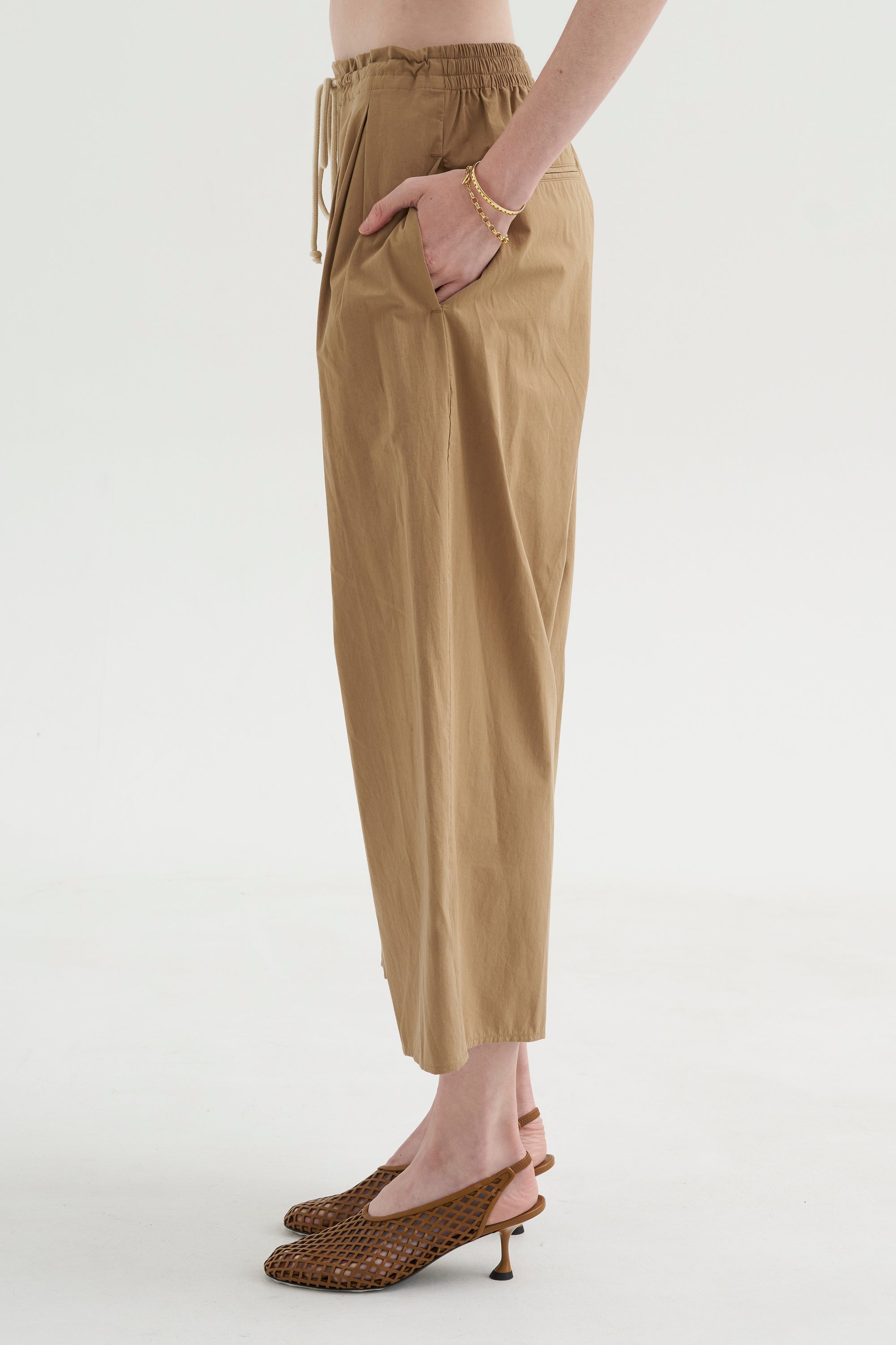 Balloon Drawstring Trouser, Walnut