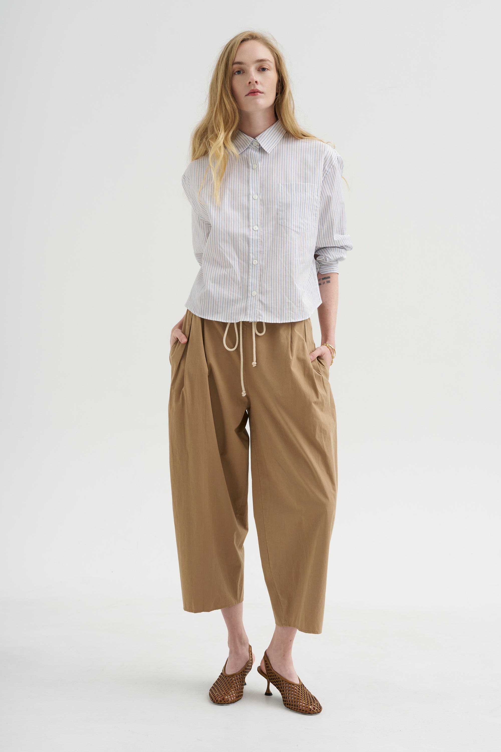 Balloon Drawstring Trouser, Walnut