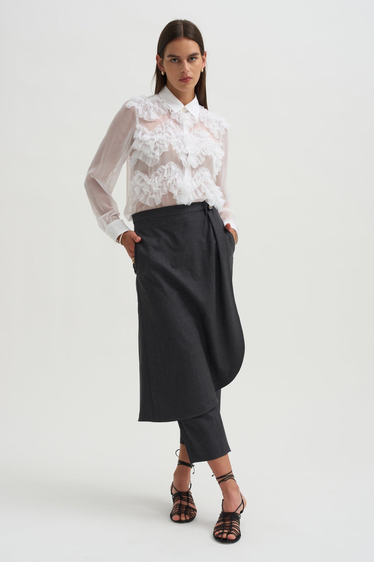 Wrap Skirt Trouser, Charcoal