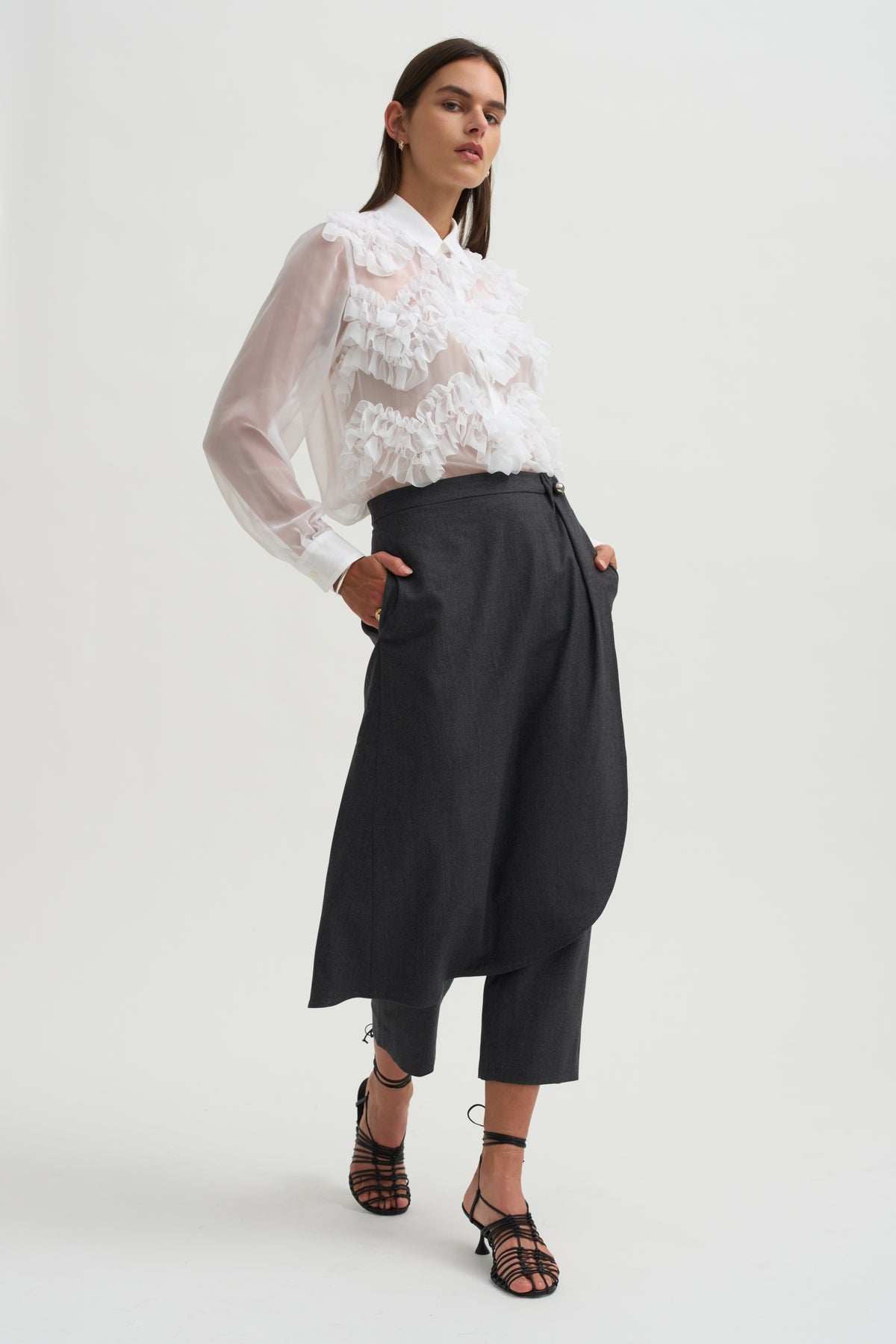 Wrap Skirt Trouser, Charcoal