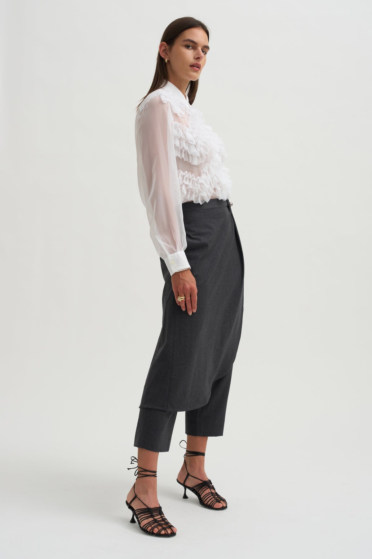 Wrap Skirt Trouser, Charcoal