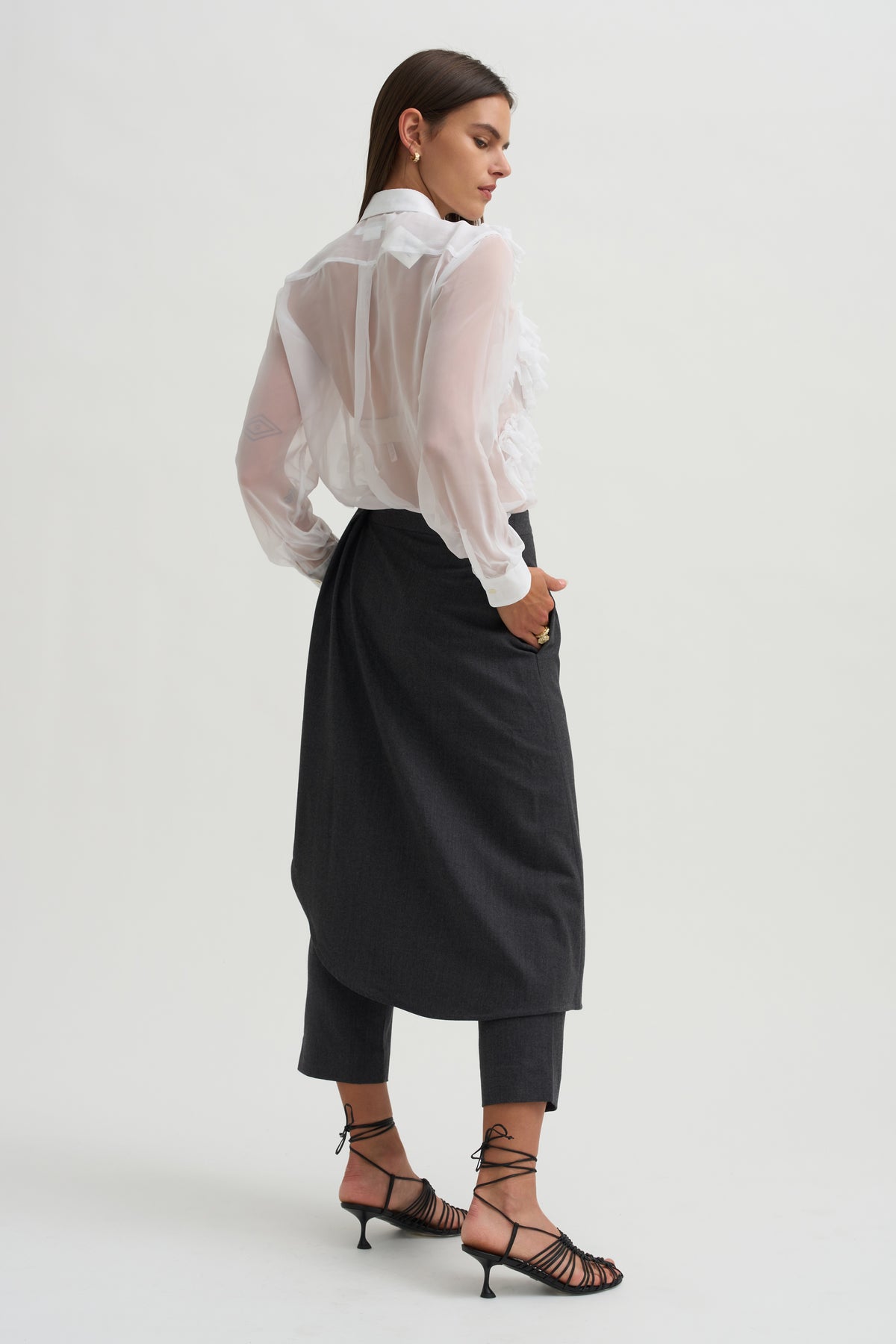 Wrap Skirt Trouser, Charcoal