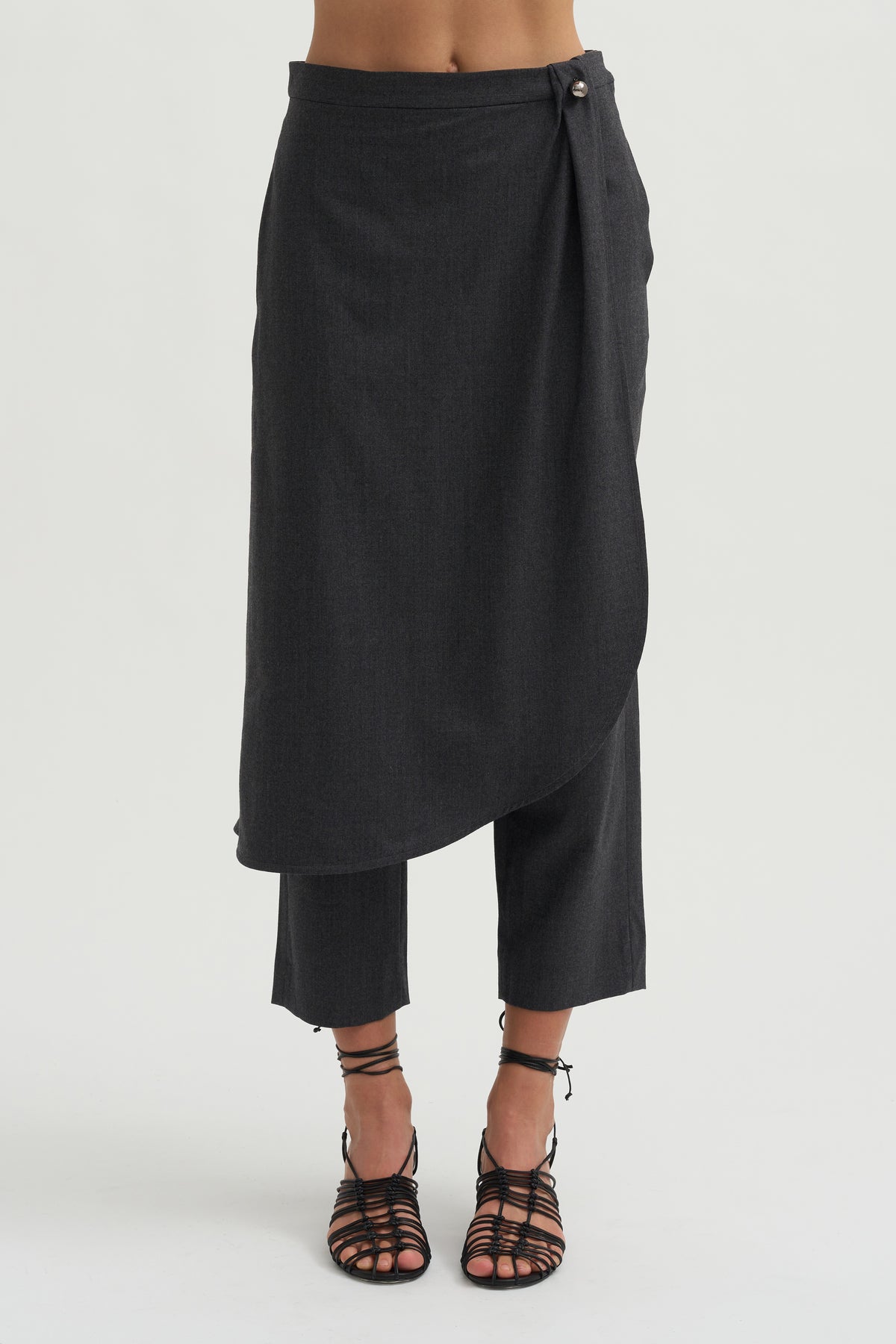 Wrap Skirt Trouser, Charcoal