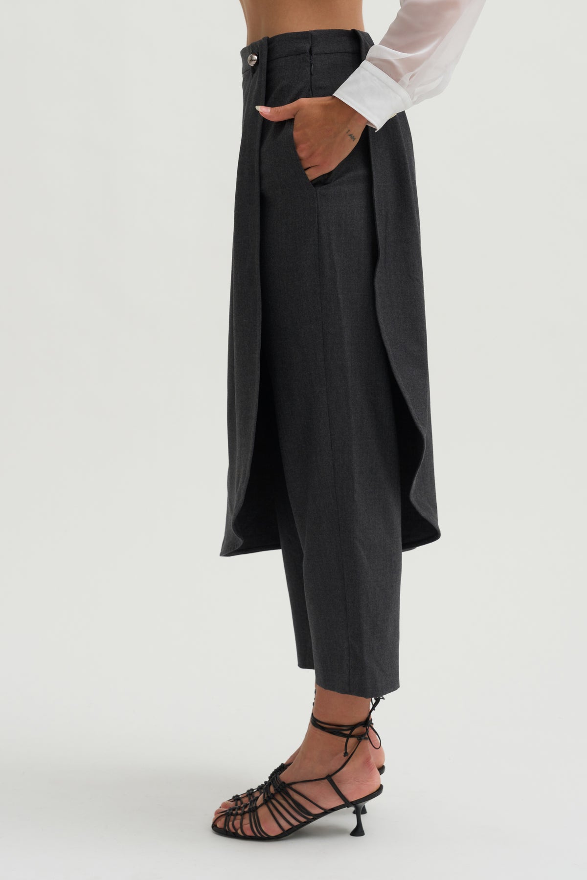 Wrap Skirt Trouser, Charcoal