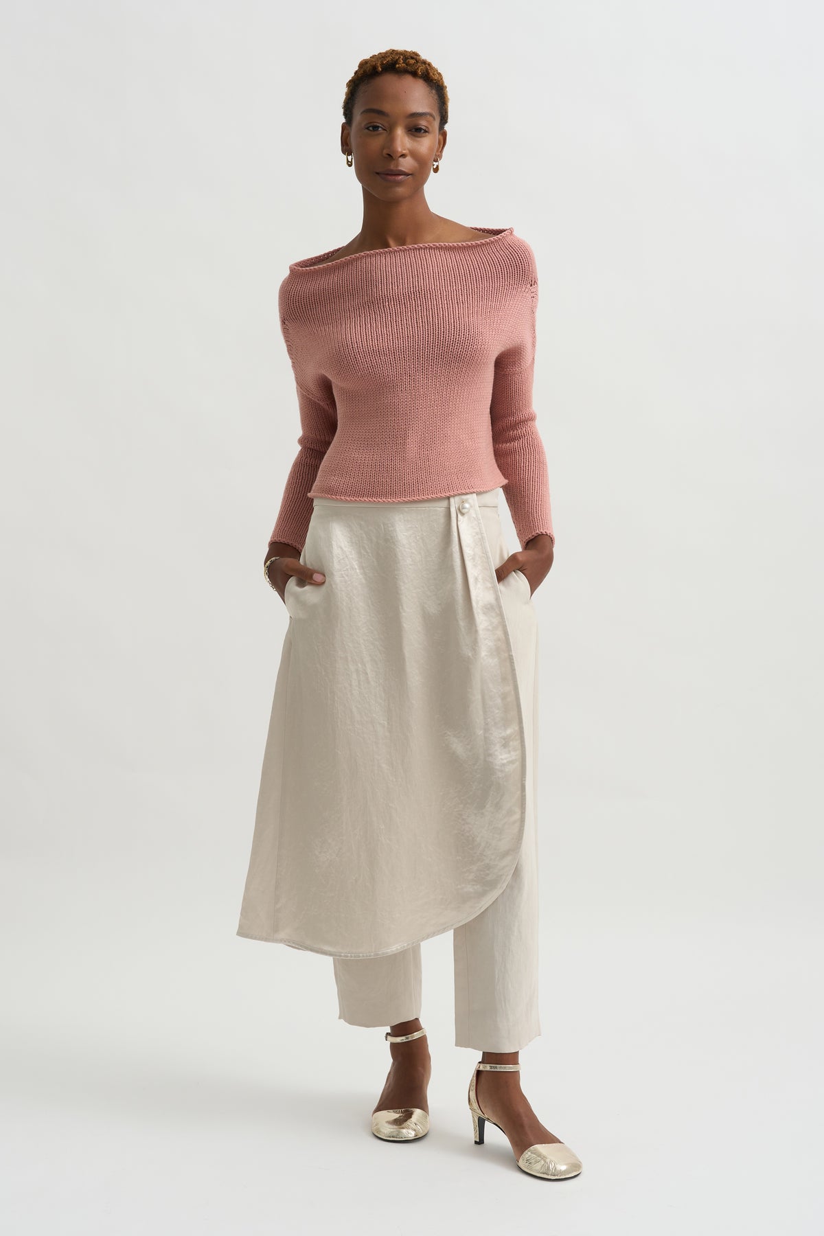 Wrap Skirt Trouser, Champagne