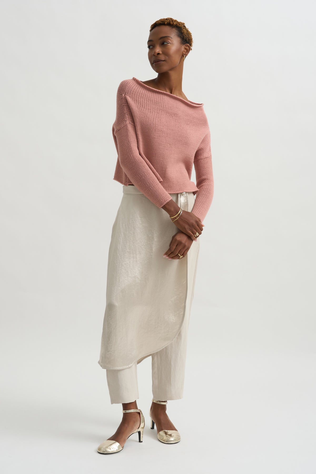 Wrap Skirt Trouser, Champagne