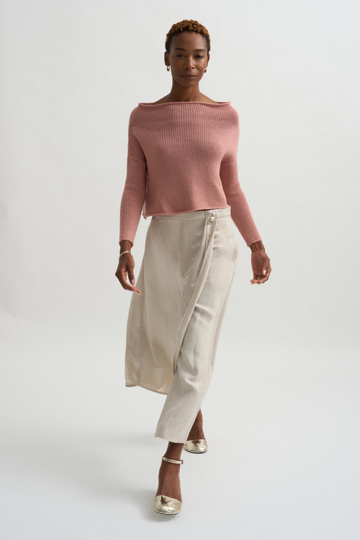 Wrap Skirt Trouser, Champagne