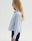 Button Sleeve Crop Shirt, Sky Blue