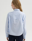 Button Sleeve Crop Shirt, Sky Blue