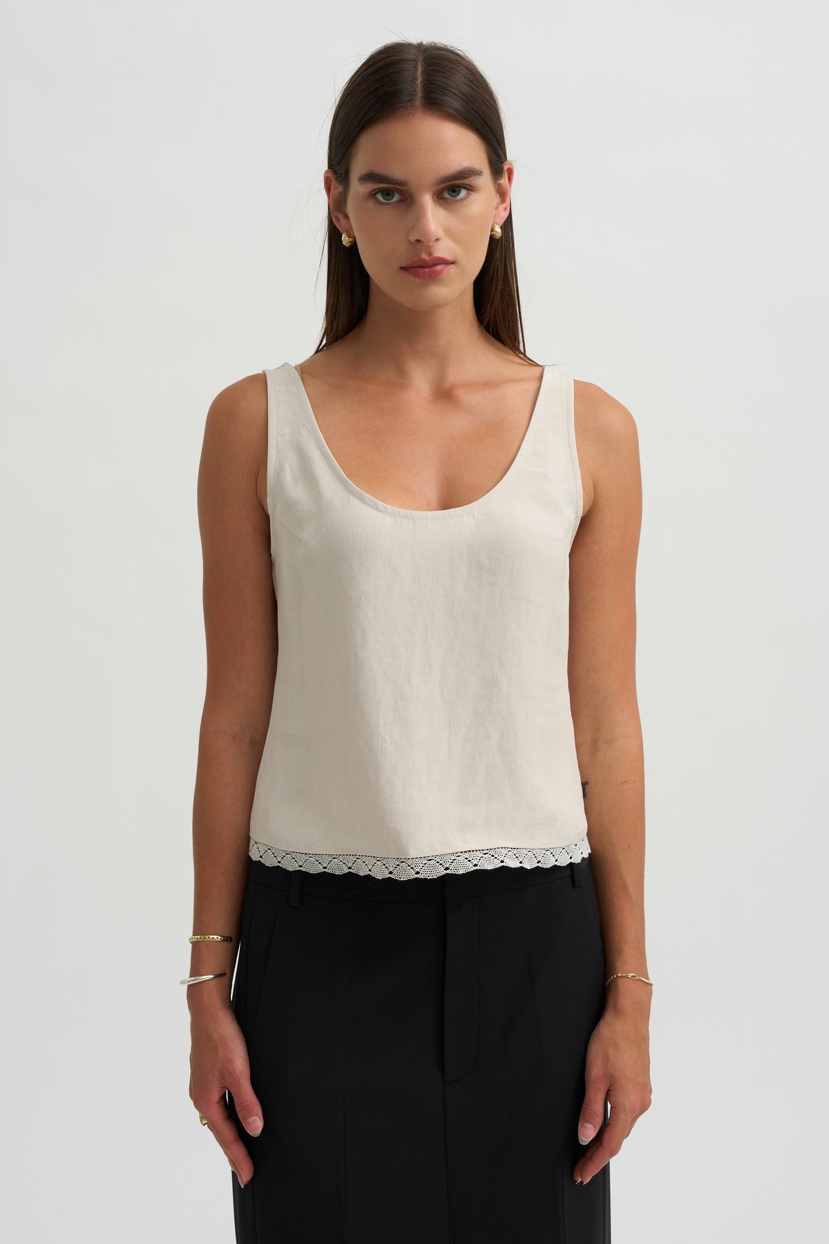 Lace Edge Scoop Cami, Champagne