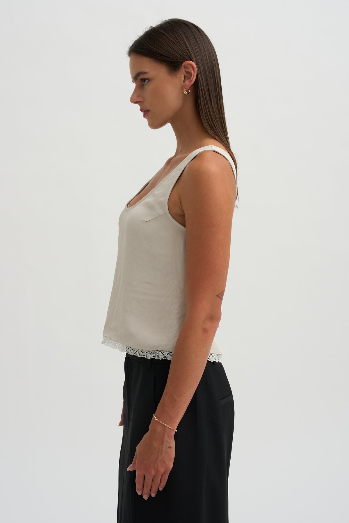 Lace Edge Scoop Cami, Champagne