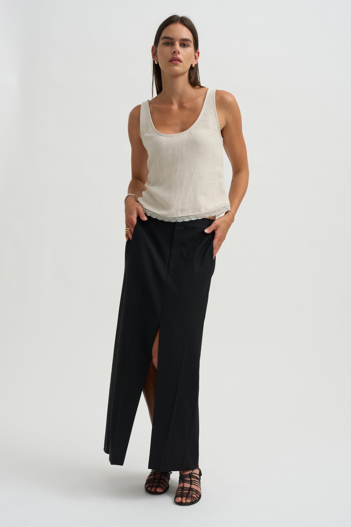 Lace Edge Scoop Cami, Champagne