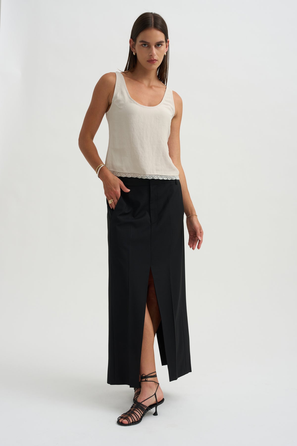 Lace Edge Scoop Cami, Champagne